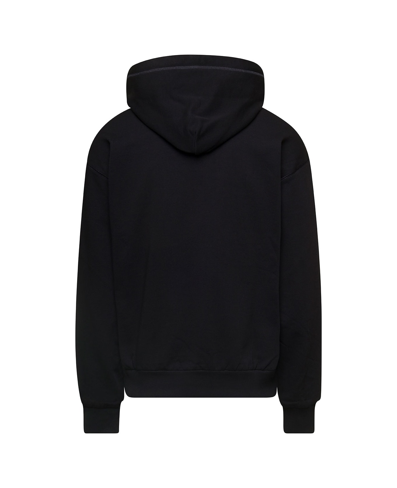 Dolce & Gabbana Black Hoodie With Plated Logo On The Chest In Cotton Man - Black