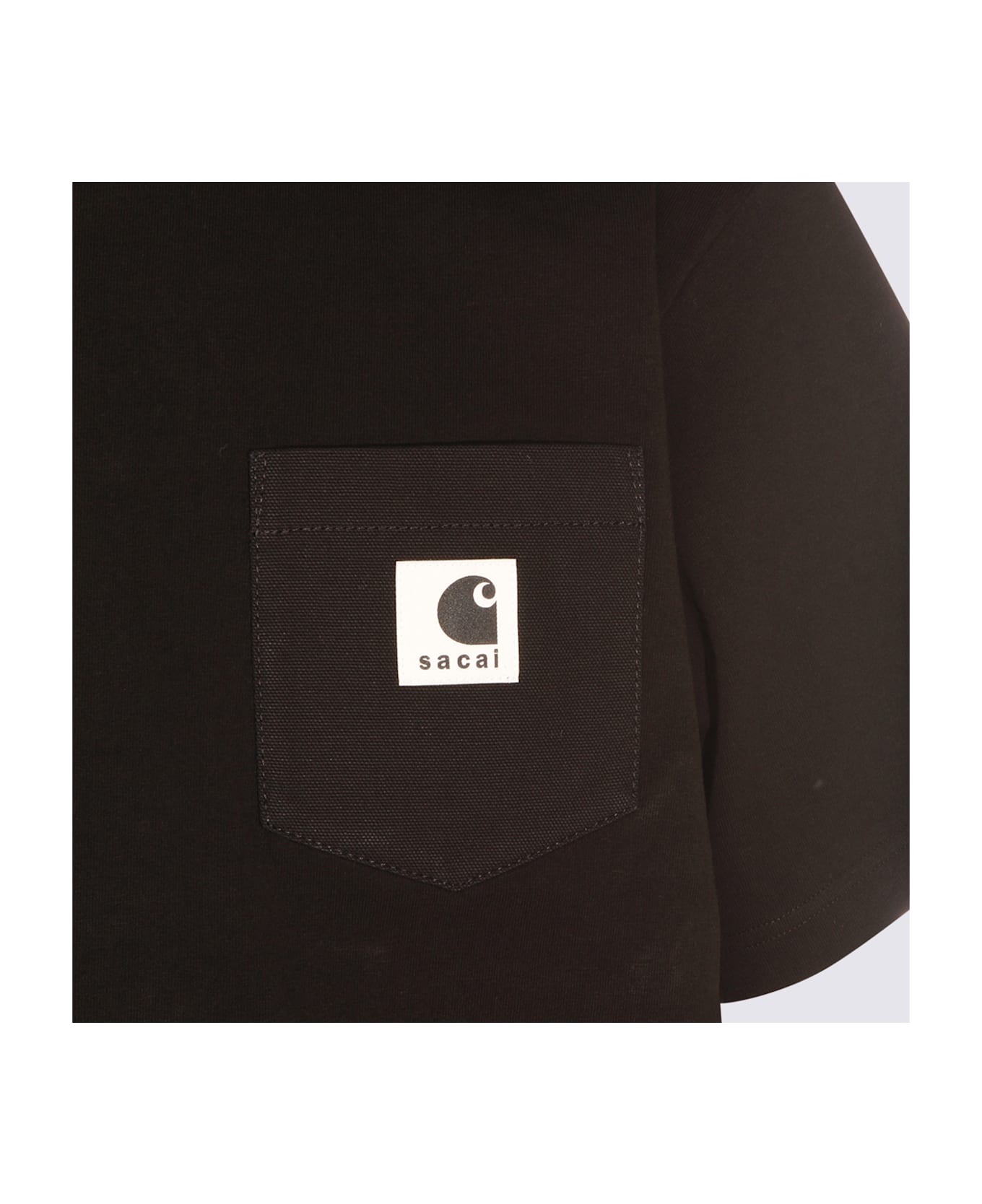 Sacai Black Cotton T-shirt - Nero