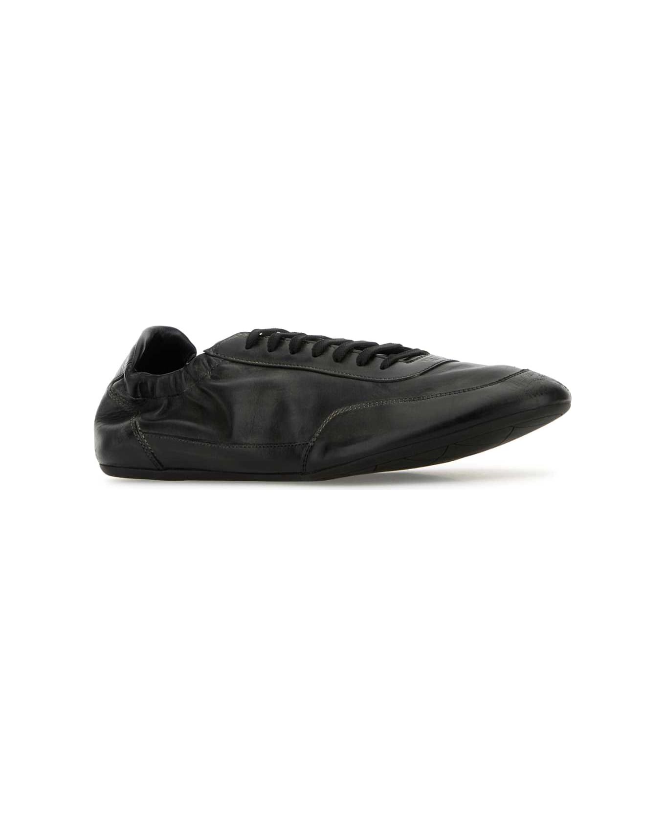 Prada Black Leather Collapse Sneakers - NERO