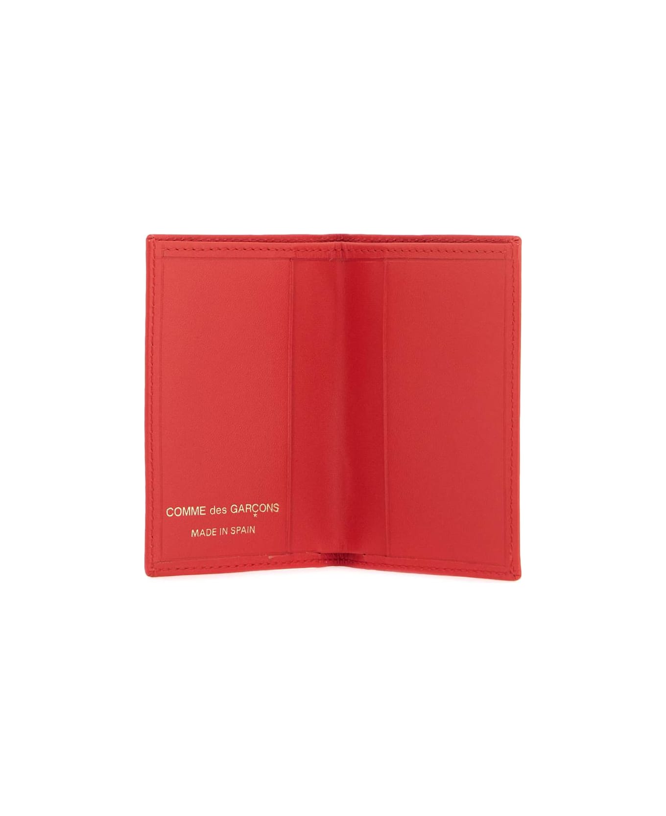 Comme des Garçons Wallet Leather Compact Wallet - ORANGE