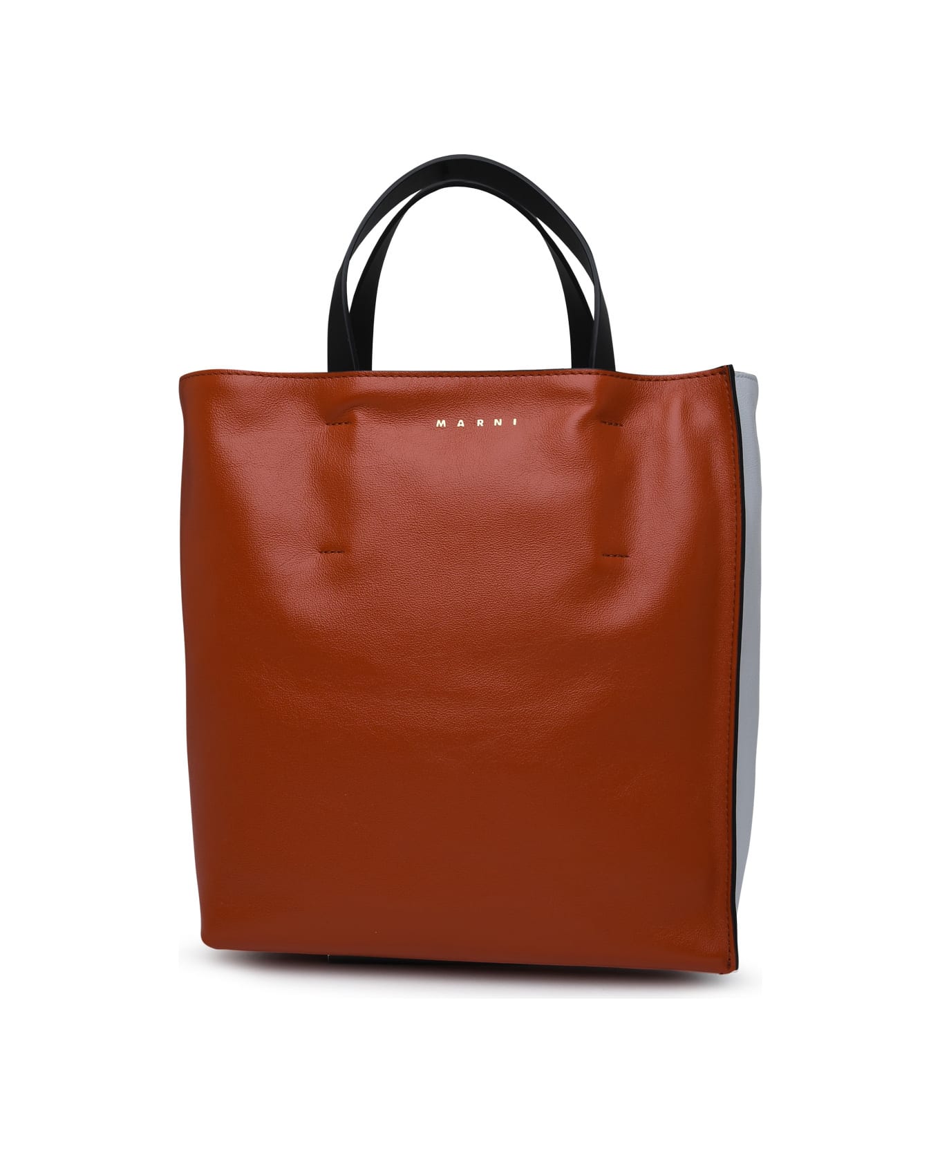 Marni Museo Bag In Black Leather - Rosso/nero トートバッグ
