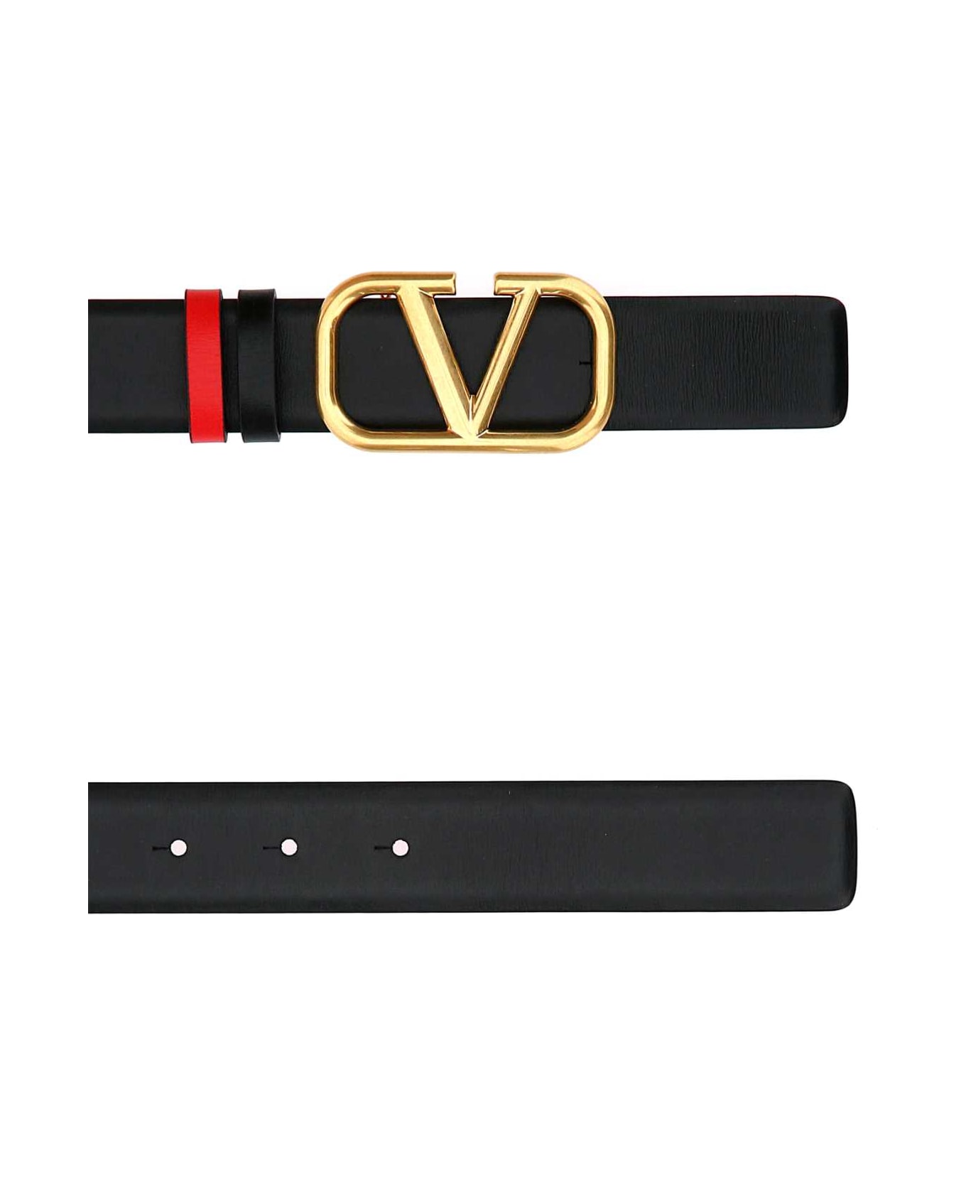 Valentino Garavani Black Leather Vlogo Signature Reversible Belt - NEROROUGEPUR