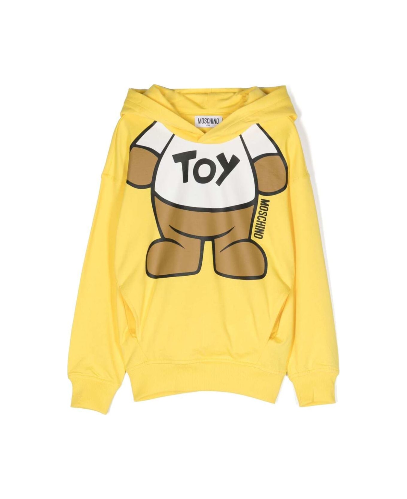 Moschino Yellow Hoodie With Teddy Bear Print In Cotton Boy - Yellow
