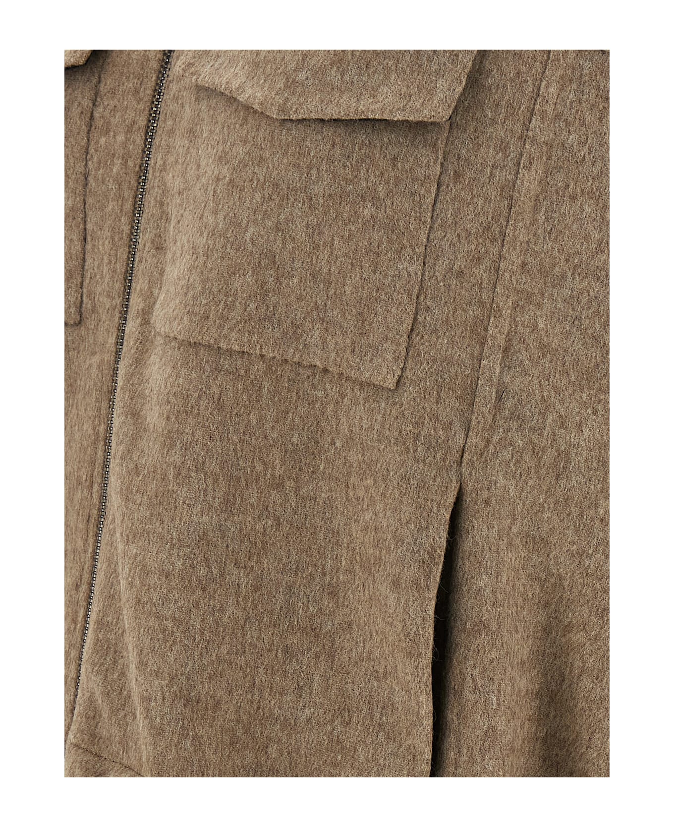 Brunello Cucinelli 
shiny Zipper Pull
 Vest - Beige