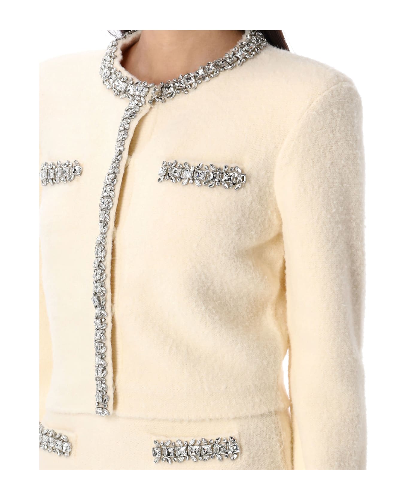 self-portrait Soft Knit Cardigan - Cream