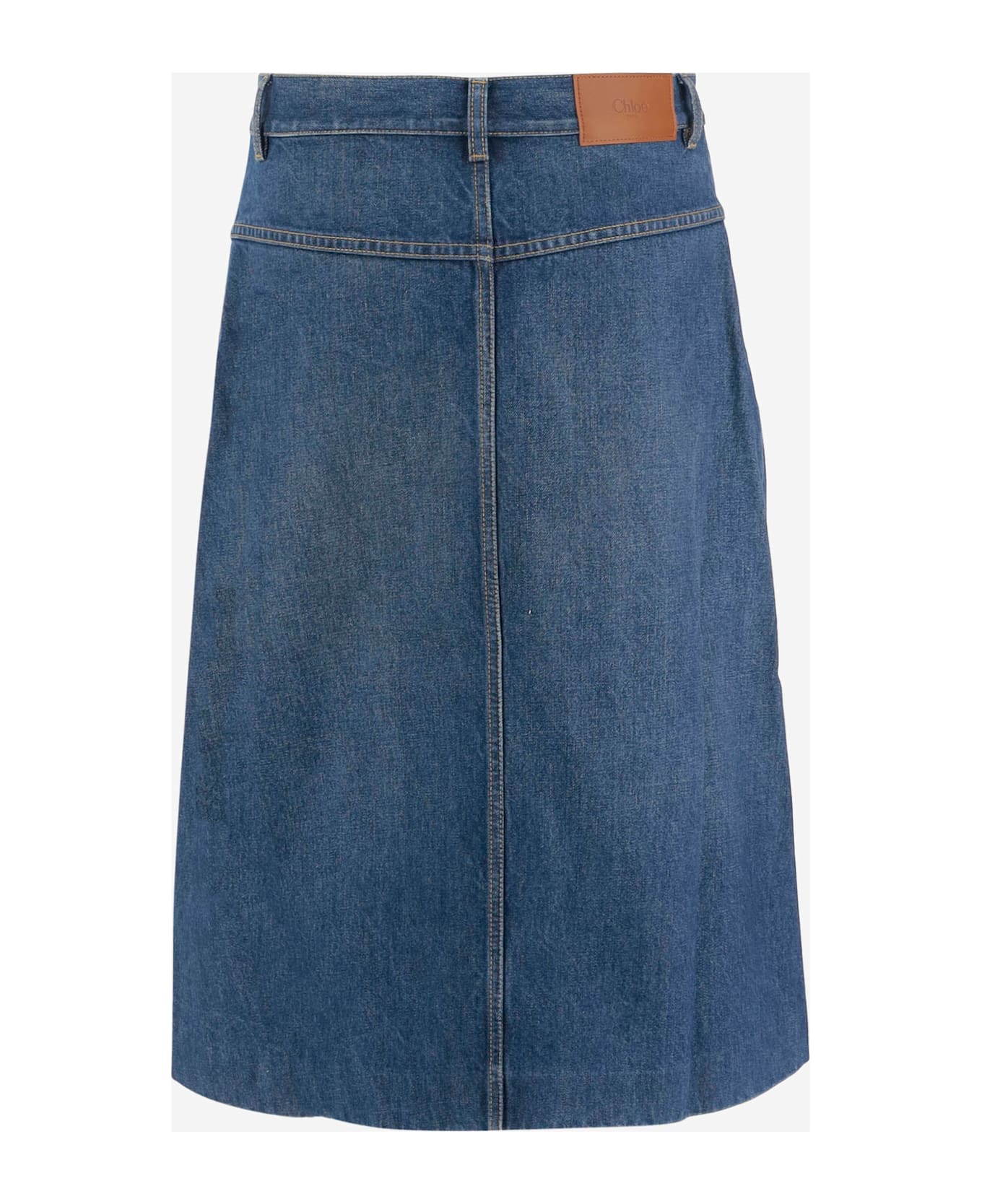Chloé Knee-length Skirt In Cotton Denim - Denim