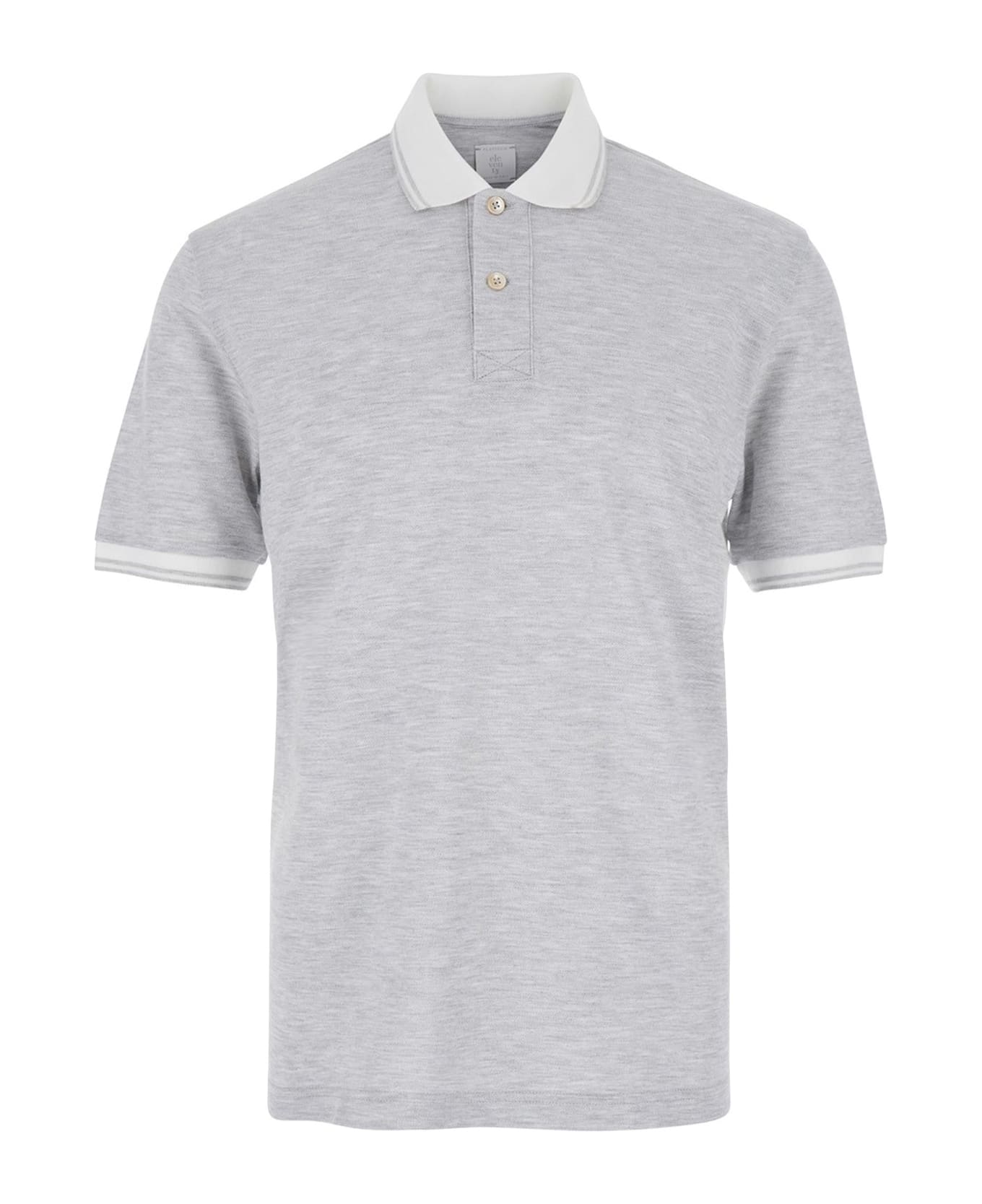 Eleventy Grey Piqué-weave Polo Shirt - Grey