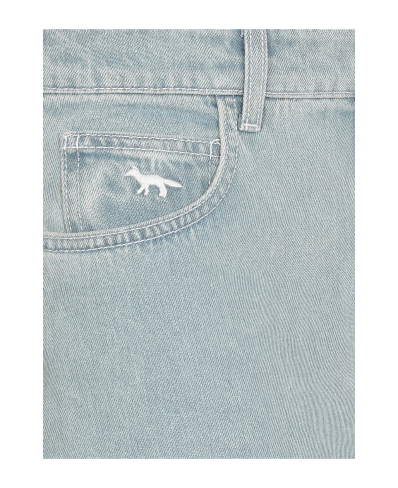 Maison Kitsuné Straight Denim Skirt - Light Blue