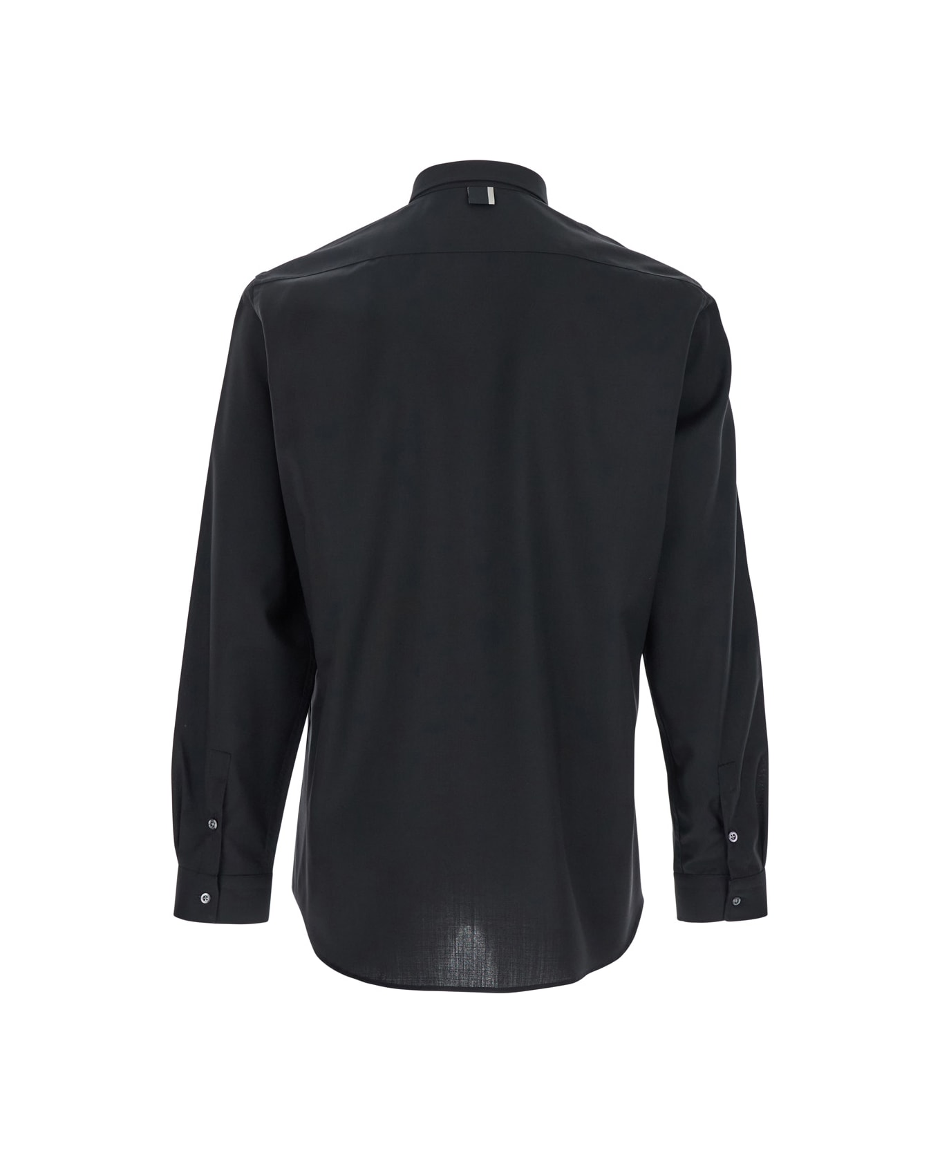 Low Brand Black Shirt With Classic Collar And Button Closure In Fabric Man - Black