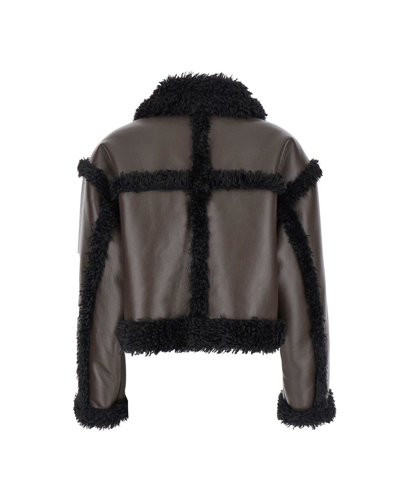 STAND STUDIO Double-breasted Cropped Jacket - DARK BROWN/BLACK