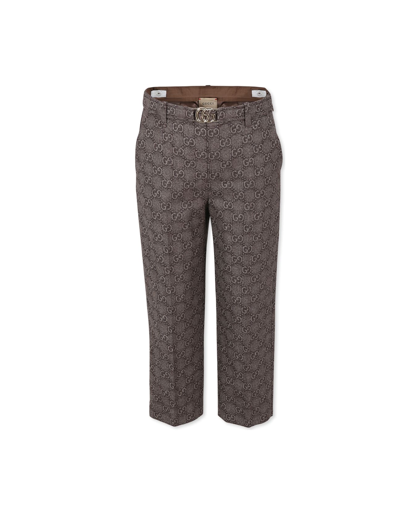 Gucci Brown Trousers For Girl With Double G - Brown