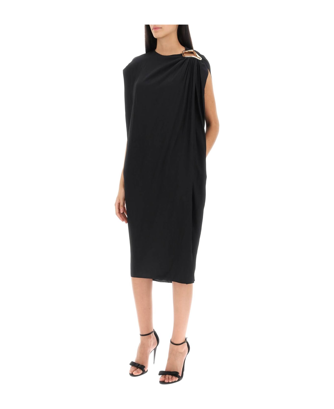 Lanvin Draped Midi Dress - BLACK (Black) ワンピース＆ドレス