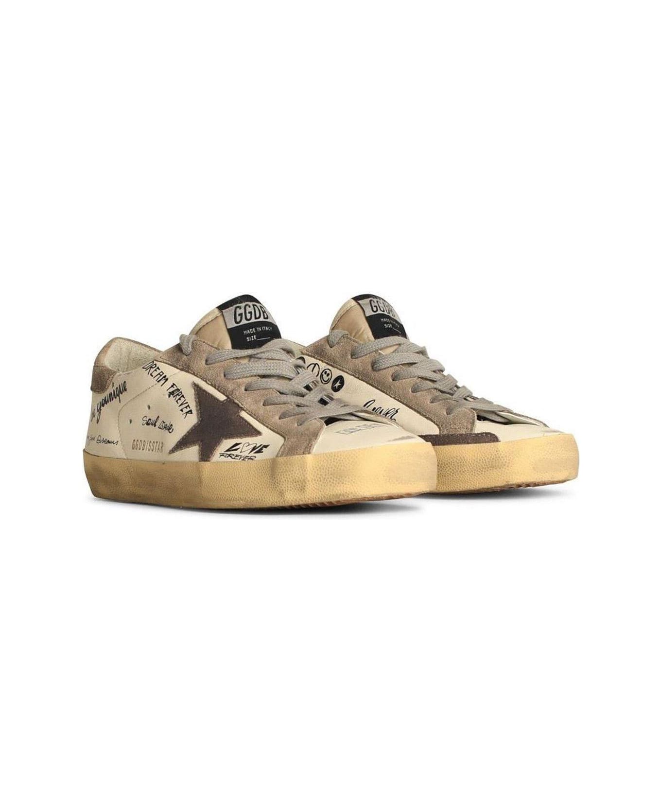 Golden Goose Graphic Printed Low-top Sneakers - White Taupe Cinder