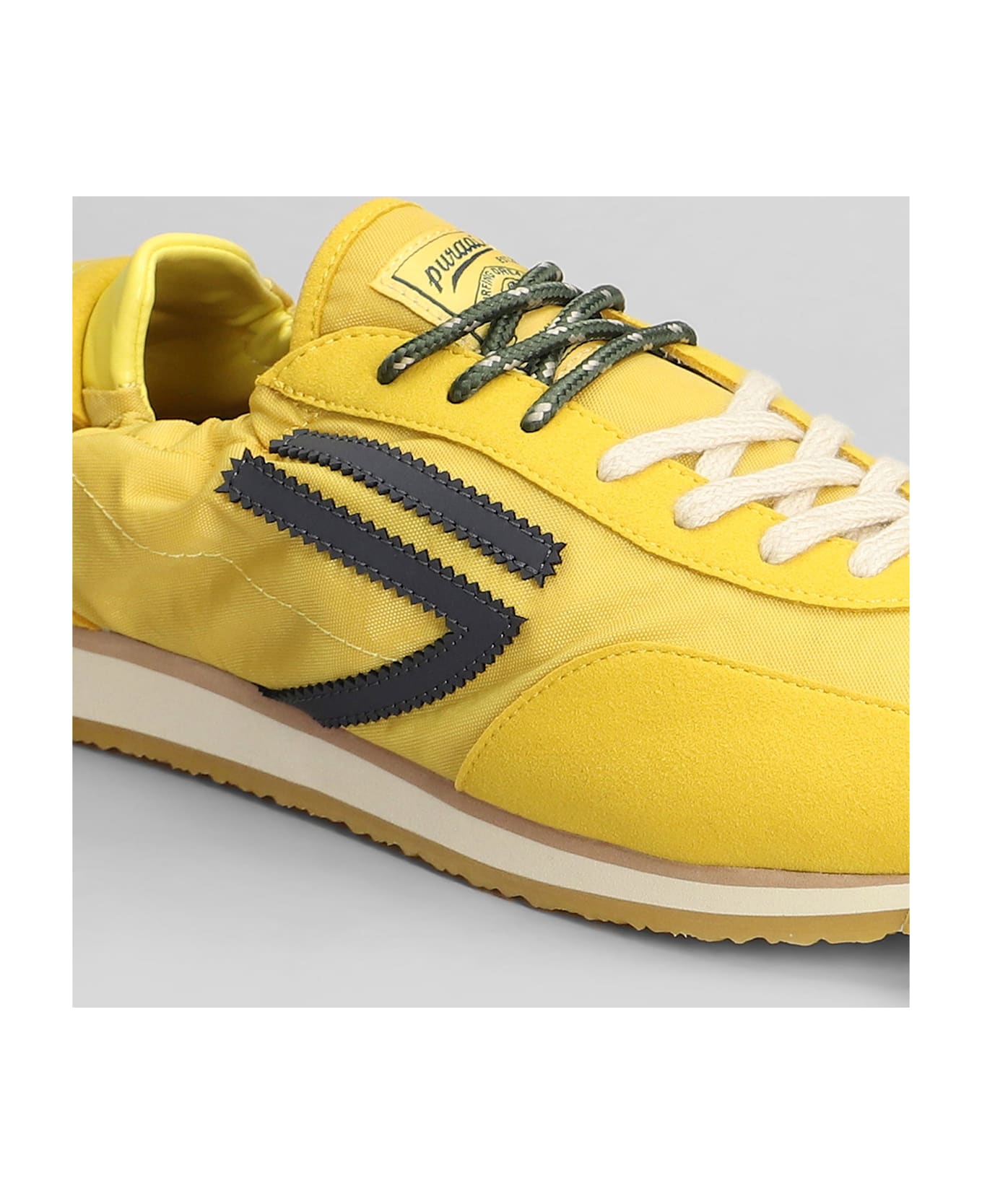 Puraai Banana Sneakers In Yellow Suede And Fabric - yellow