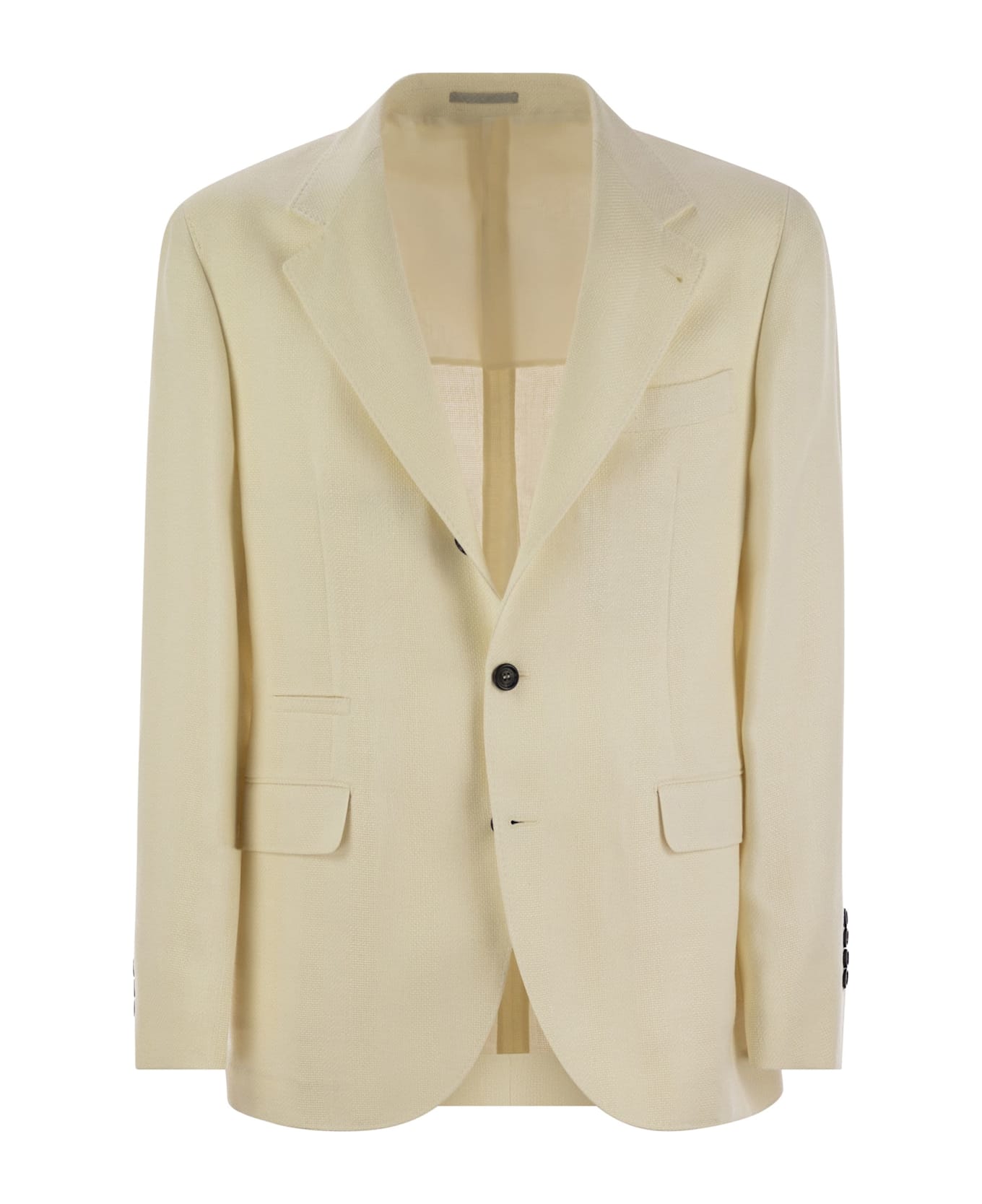 BRUNELLO CUCINELLI ジャケット リネン シルク ベージュ 46 Brunello Cucinelli Linen, Silk, Wool And Cotton Diagonal