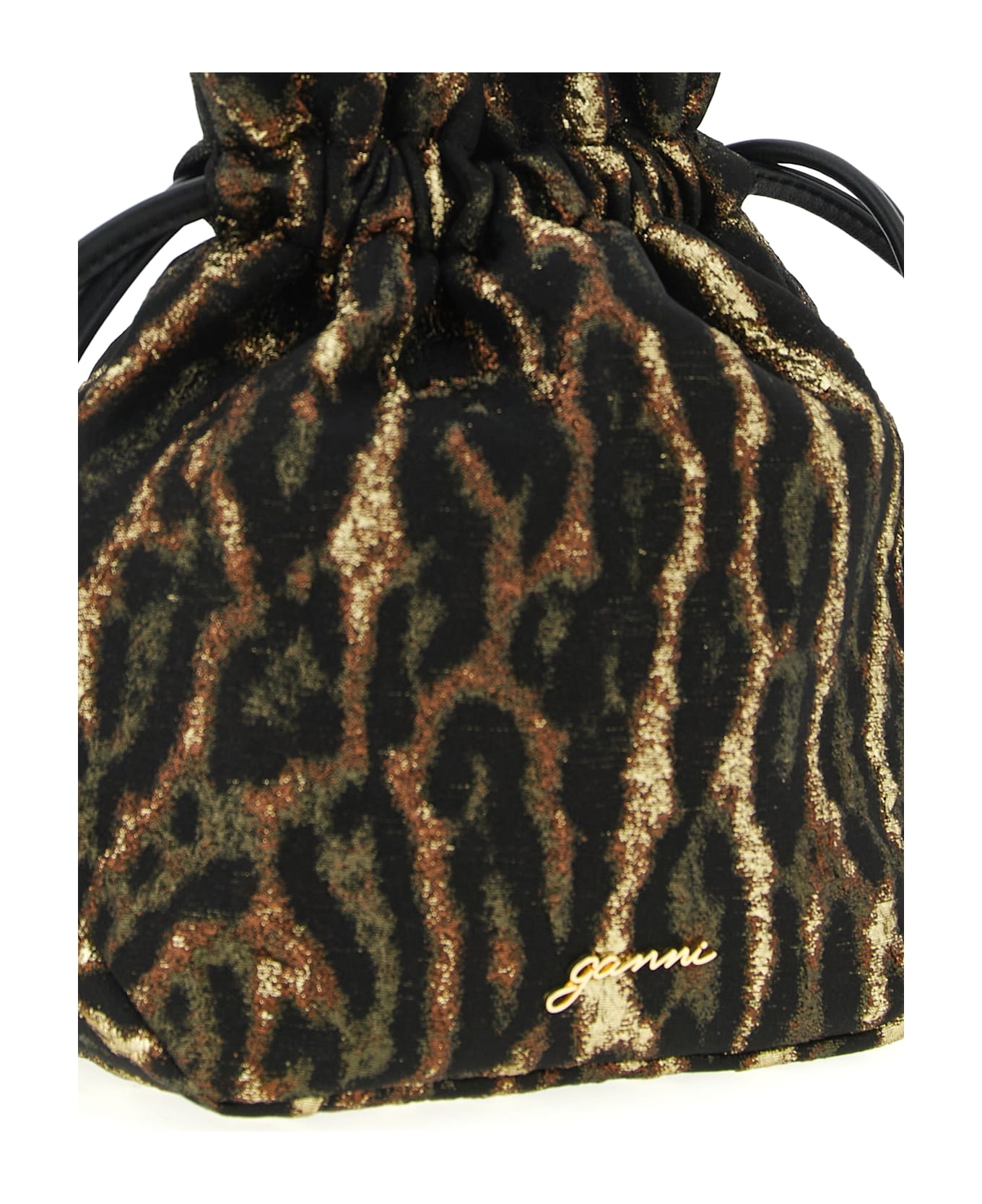 Ganni 'metallic Bou Bucket' Pouch - Brown