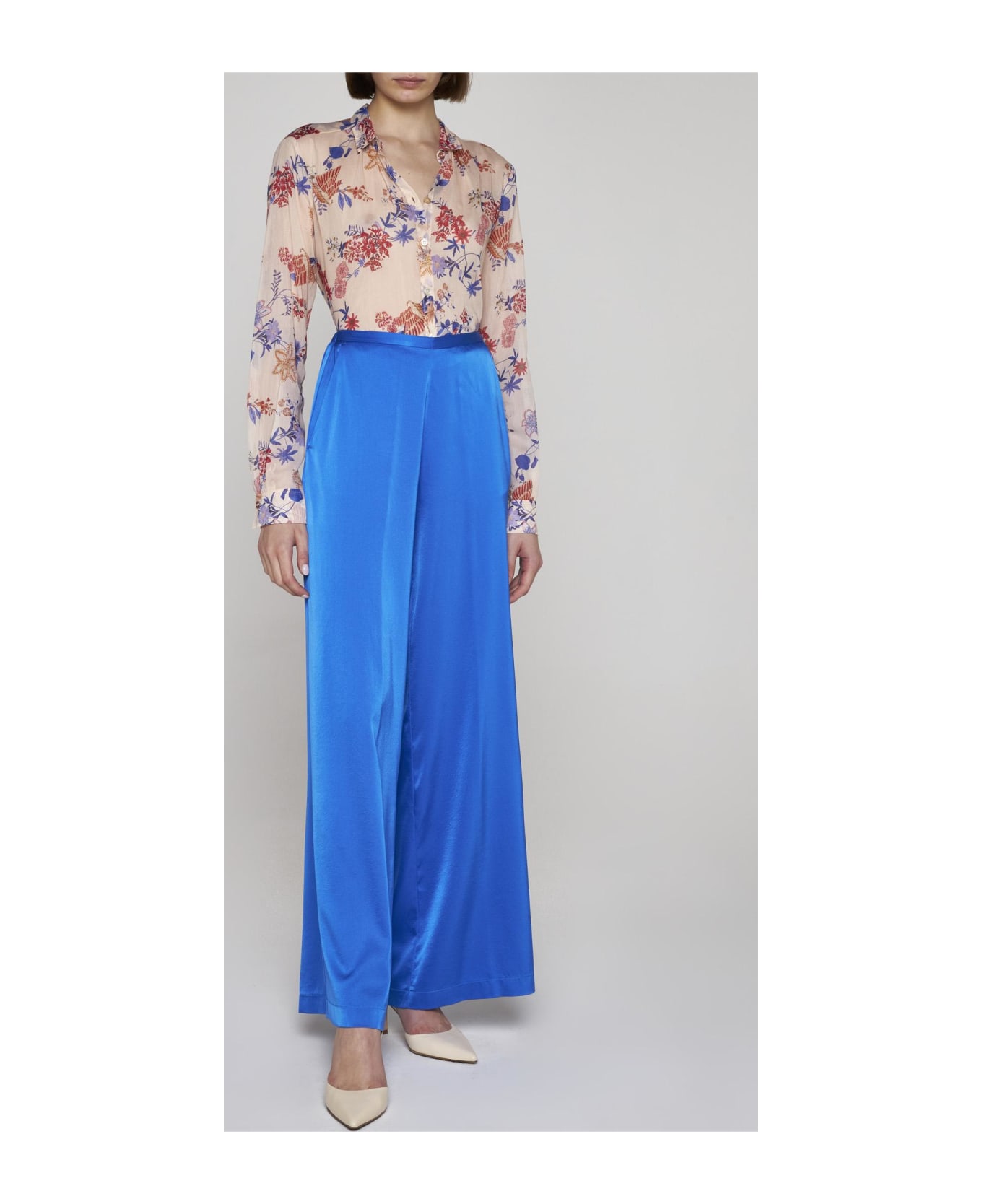 Forte_Forte Silk Satin Trousers - Electric ボトムス