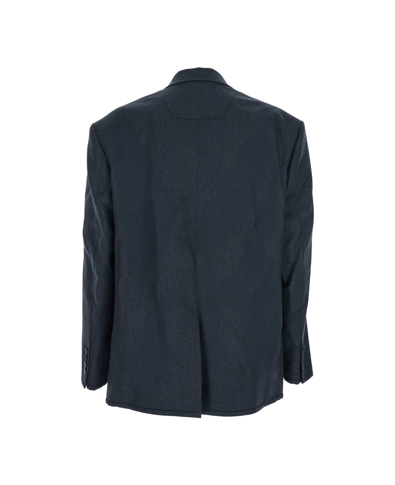 Juun.J Grey Double-breasted Jacket With Peaked Revers And Patch Pockets On Front In Wool Man - Grey