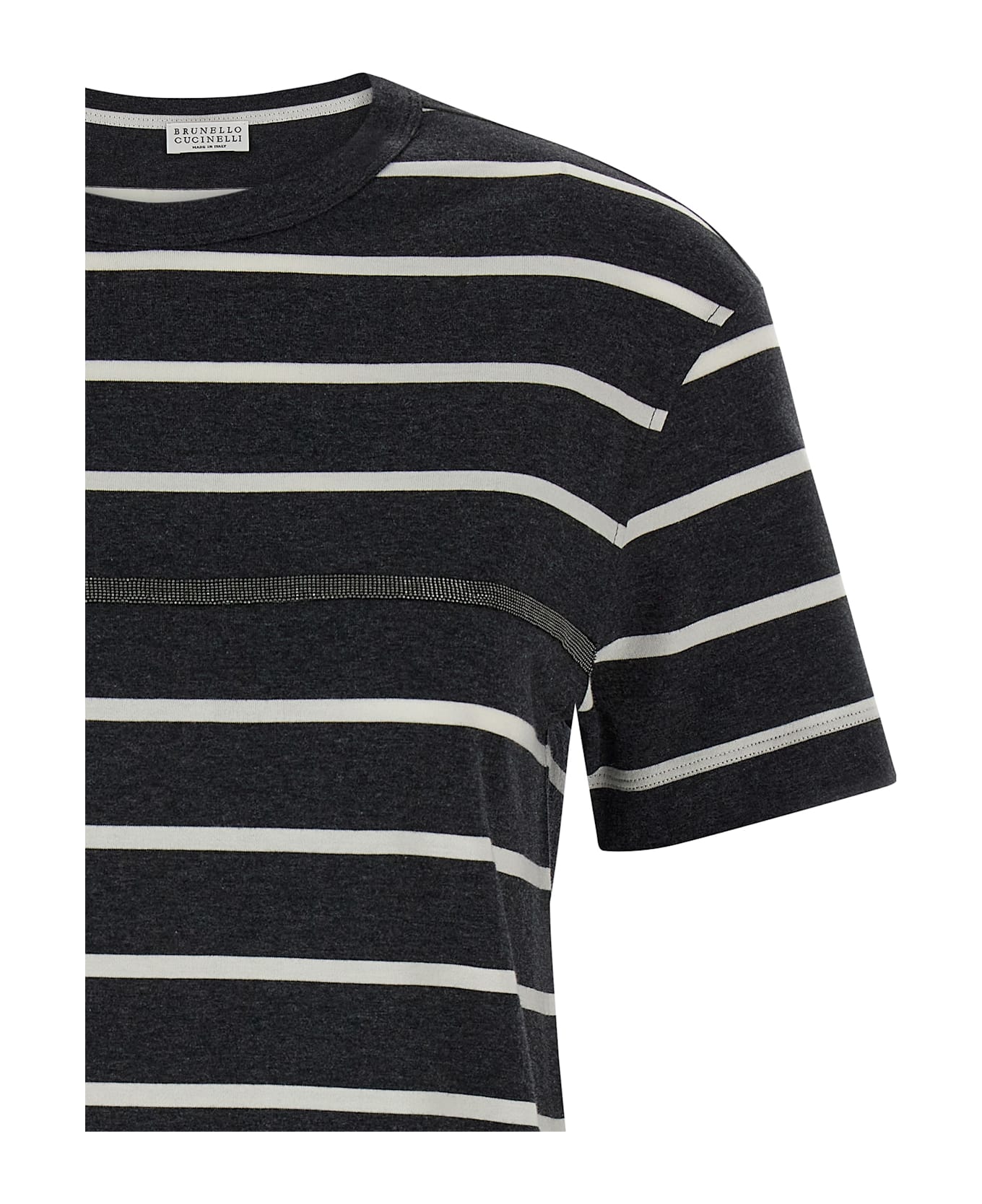 Brunello Cucinelli Monile Stripes T-shirt - Gray