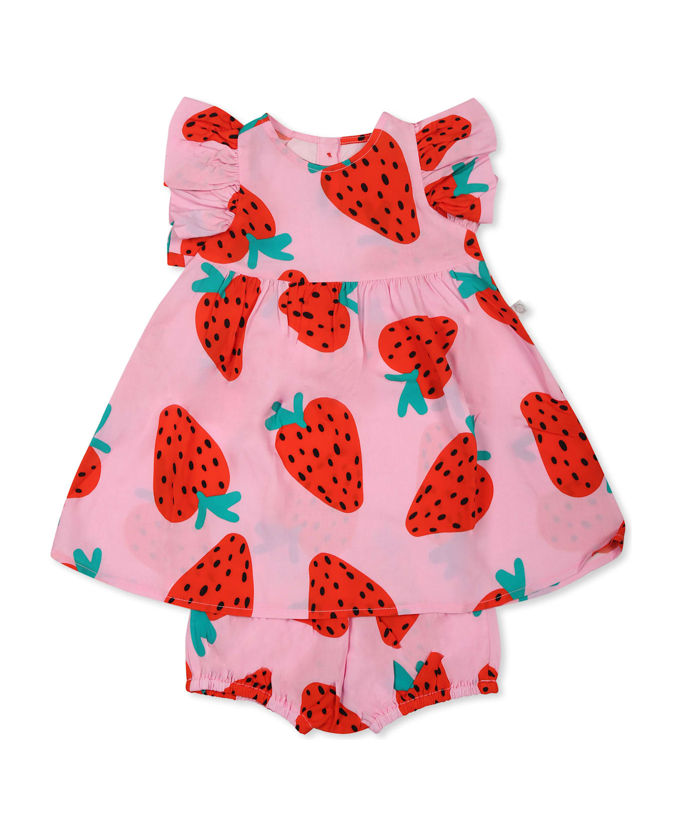 Stella McCartney Kids Pink Dress For Baby Girl With Strawberries - Pink