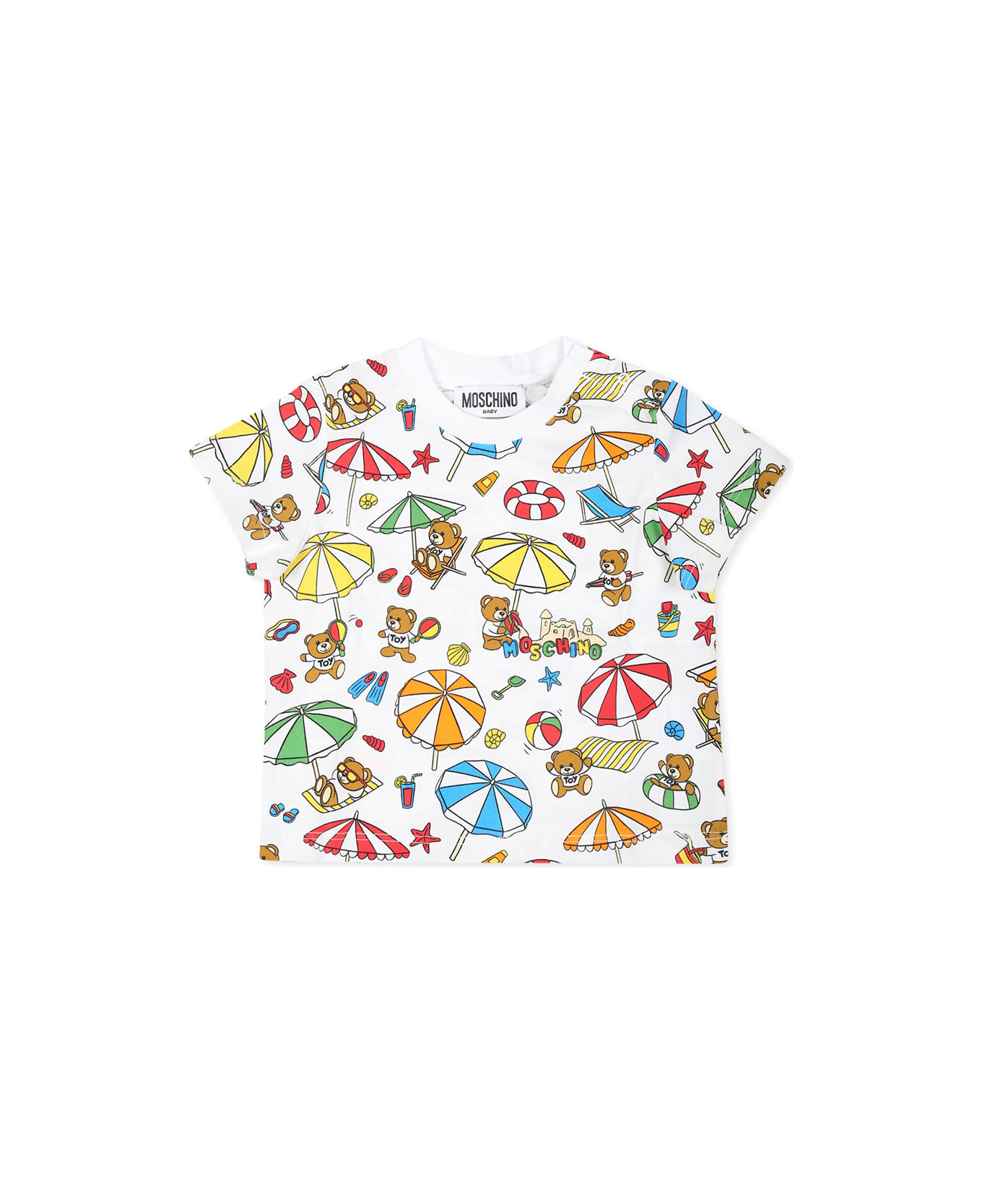 Moschino White T-shirt For Baby Boy With Teddy Bear - White