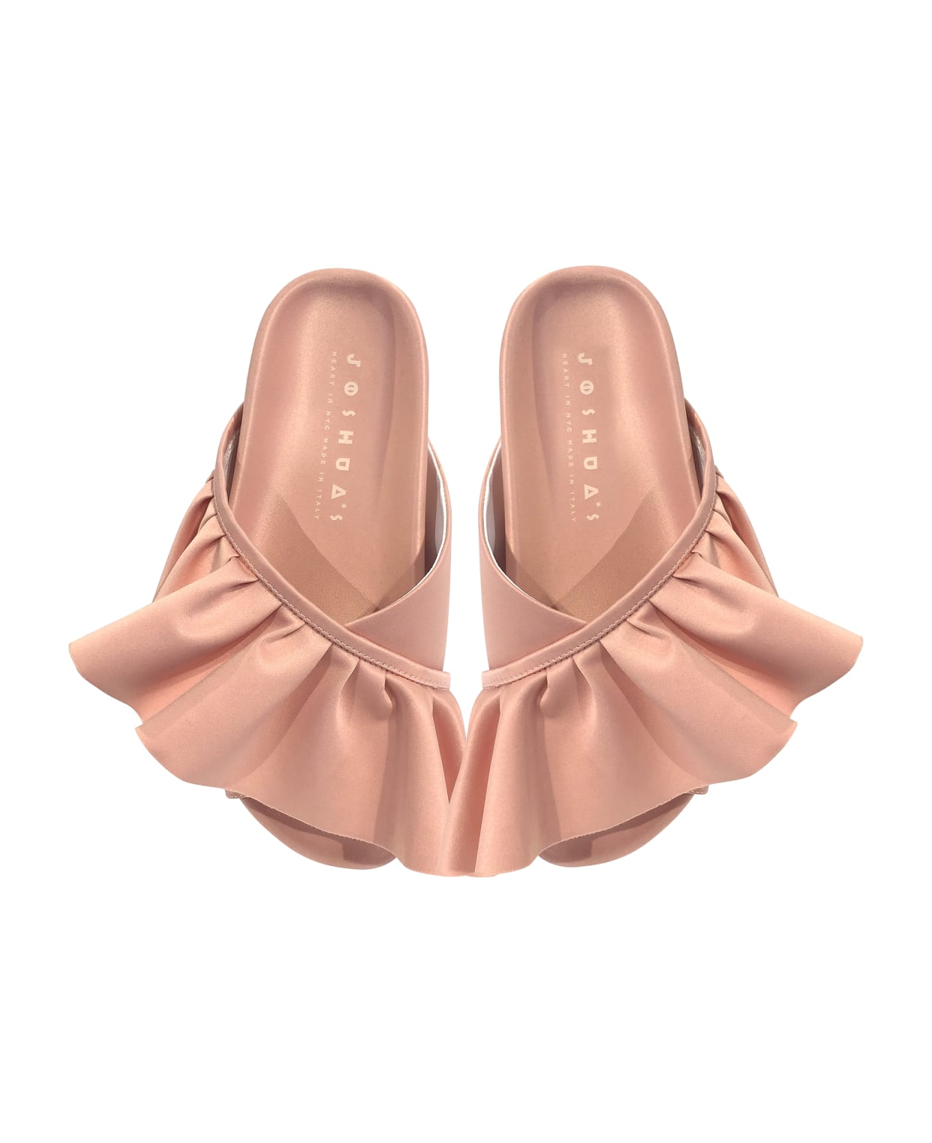 Joshua Sanders Pink Satin Ruffle Slide Sandals - Pink