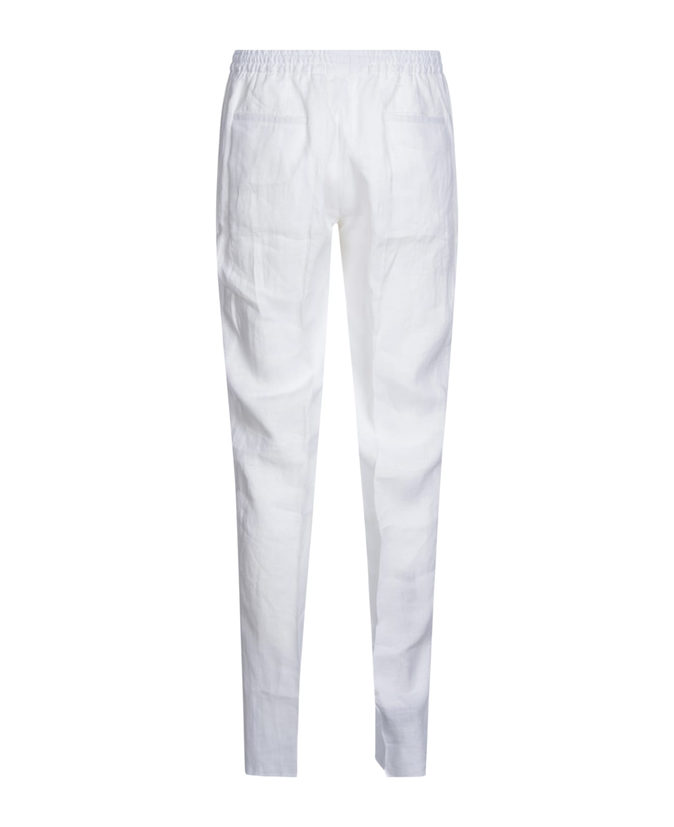 Kiton Ribbed Waist Buttoned Trousers - White