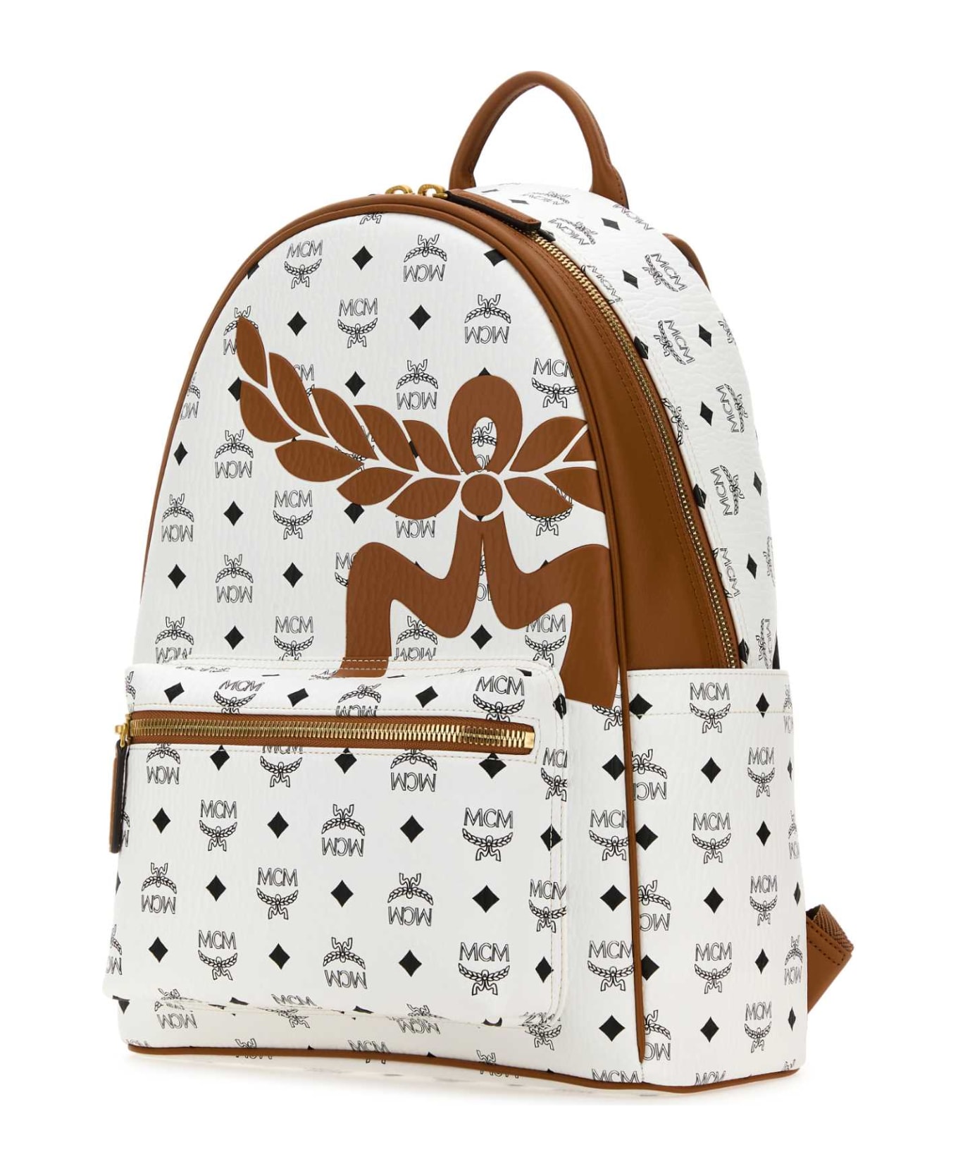 MCM Printed Canvas Stark Backpack - WHITE バックパック