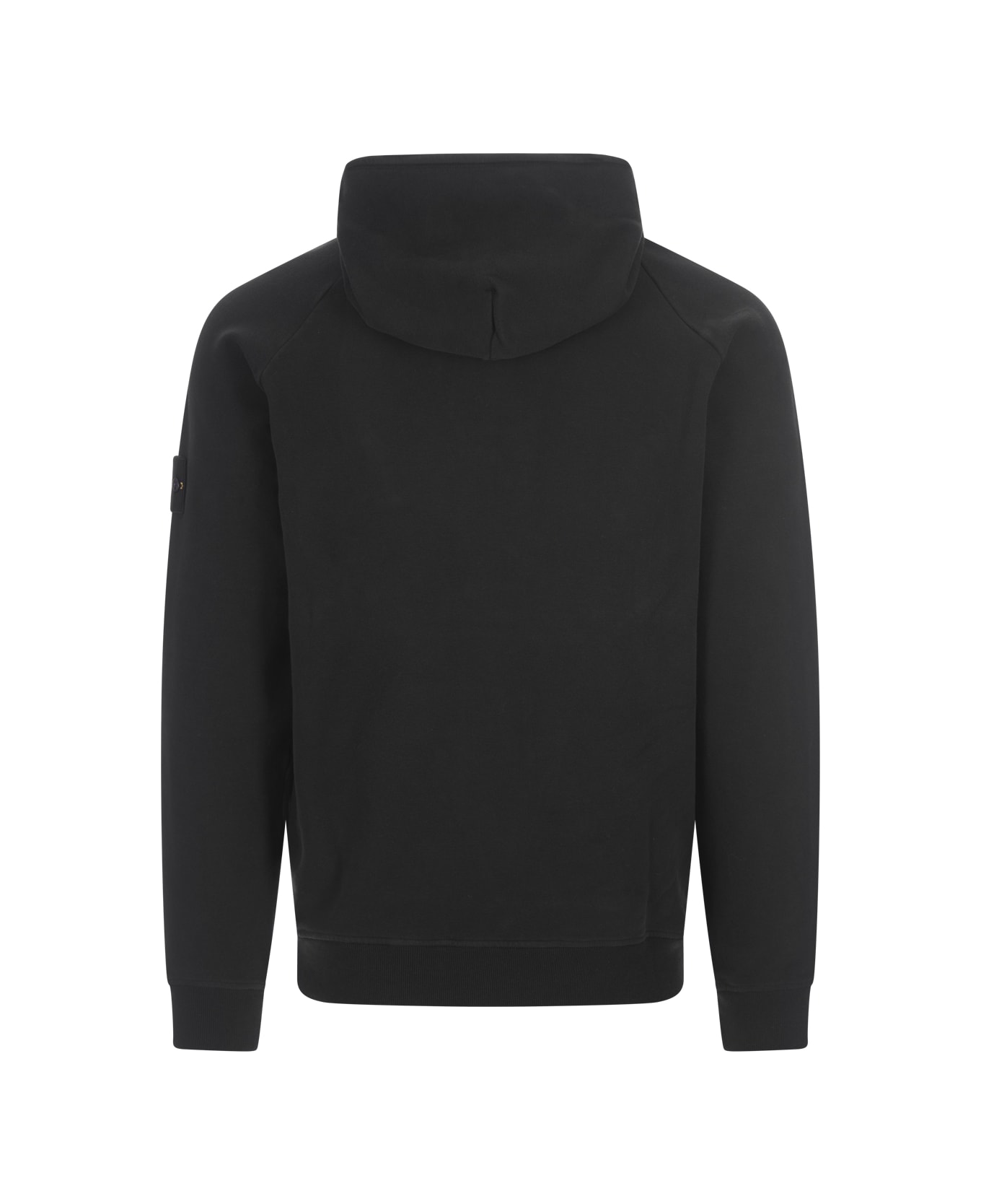 Stone Island Black Sweatshirt With Lined Hoodie - Nero