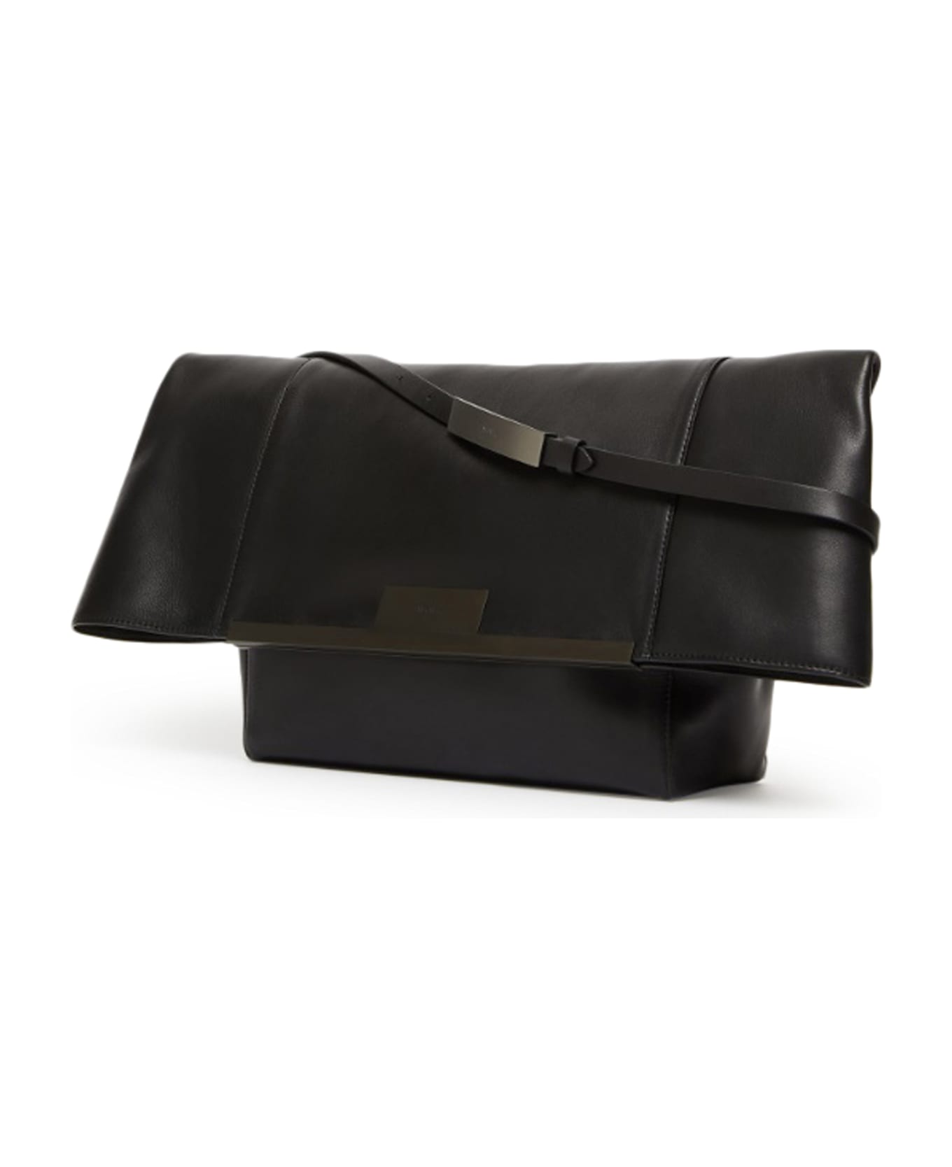 Max Mara Large Clutch In Natural Leather Max Mara - Nero