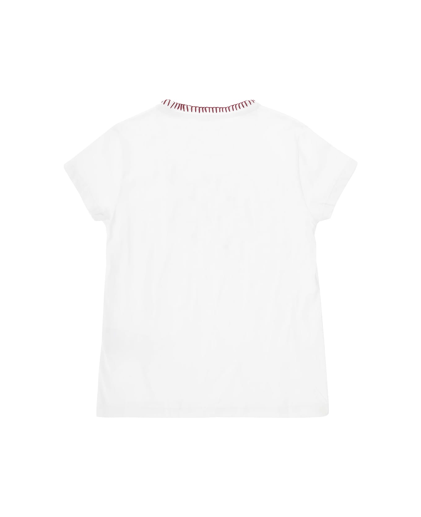 Golden Goose Journey/ Girl's T-shirt/ Cotton Jersey With Golden And Neck Embroidery Include Il Codice Gyp01390 | P001298 -10100 - White