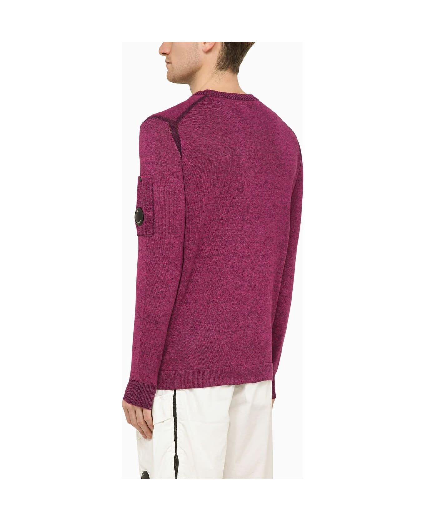 C.P. Company Red Linen-blend Crew-neck Sweater - Bordeaux