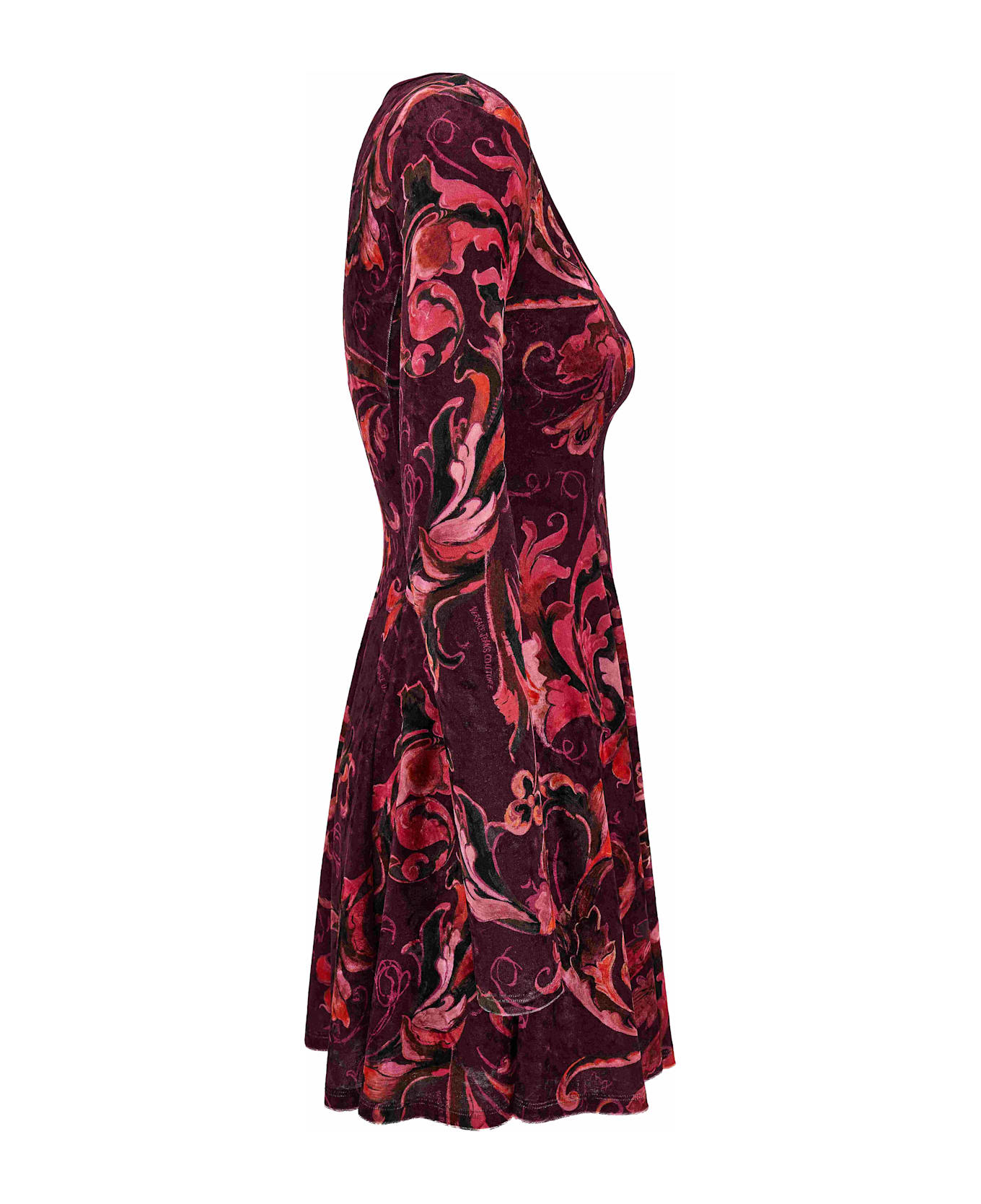 Versace Jeans Couture Red Baroque-print Long-sleeve Mini Dress - PURPLE