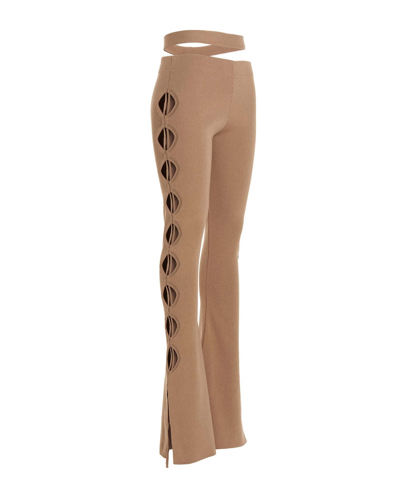 ANDREĀDAMO Cut Out Pants With Lacing - Beige