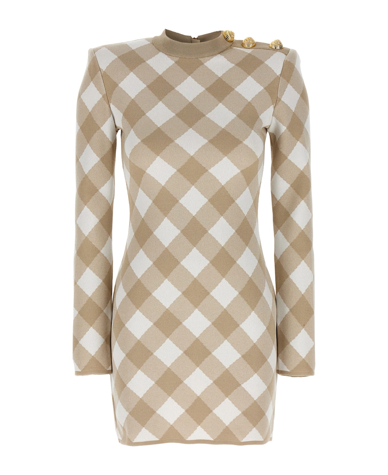 Balmain Vichy Dress - Beige