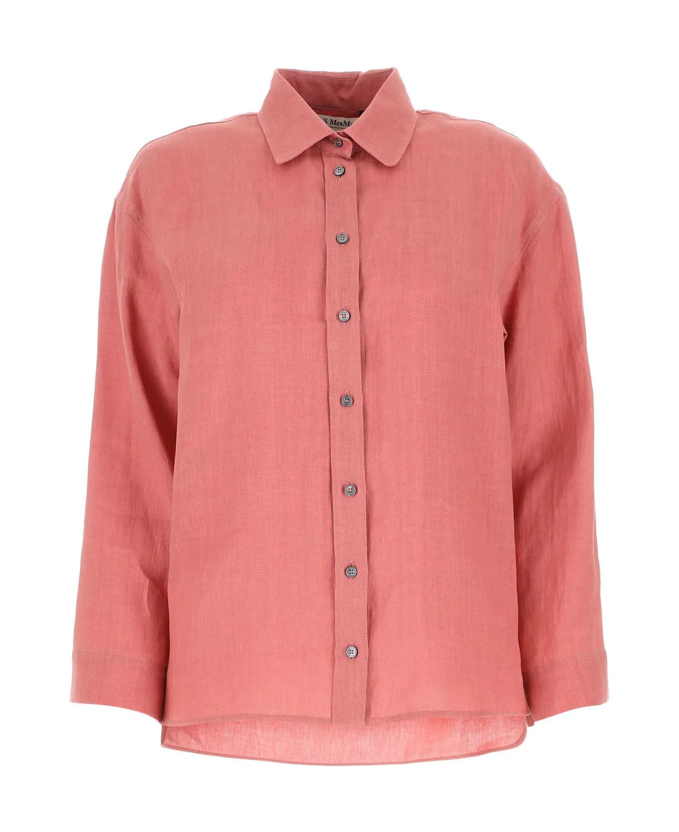'S Max Mara Dark Pink Linen Canard Shirt - Red