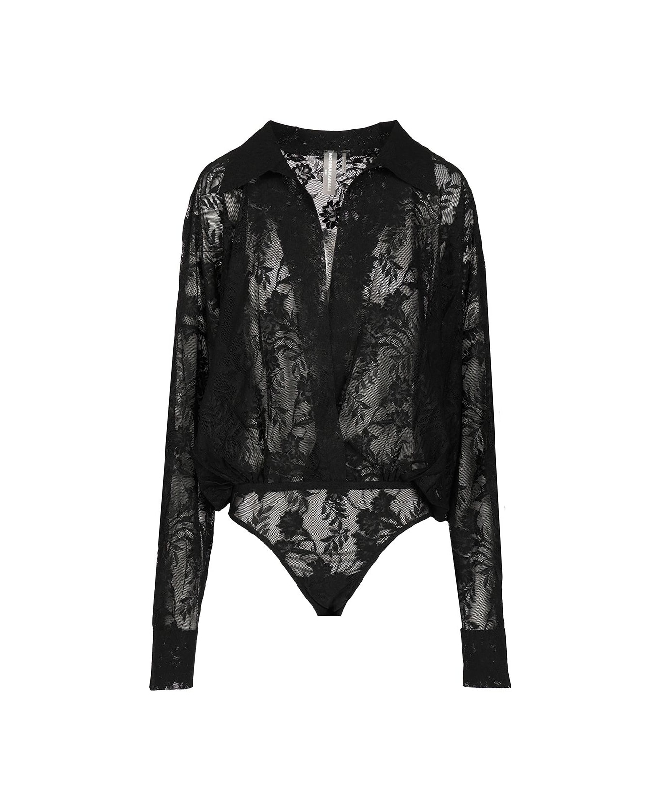 Norma Kamali Semi-sheer Bodysuit - Black