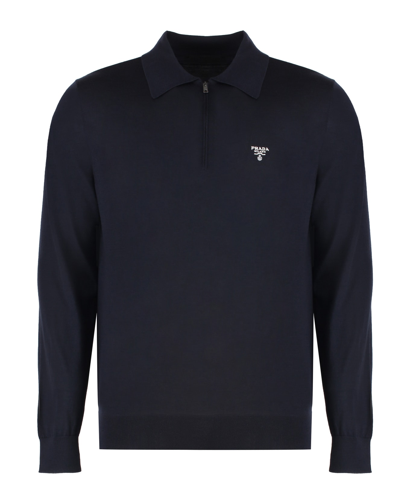 Prada Knitted Wool Polo Shirt - blue