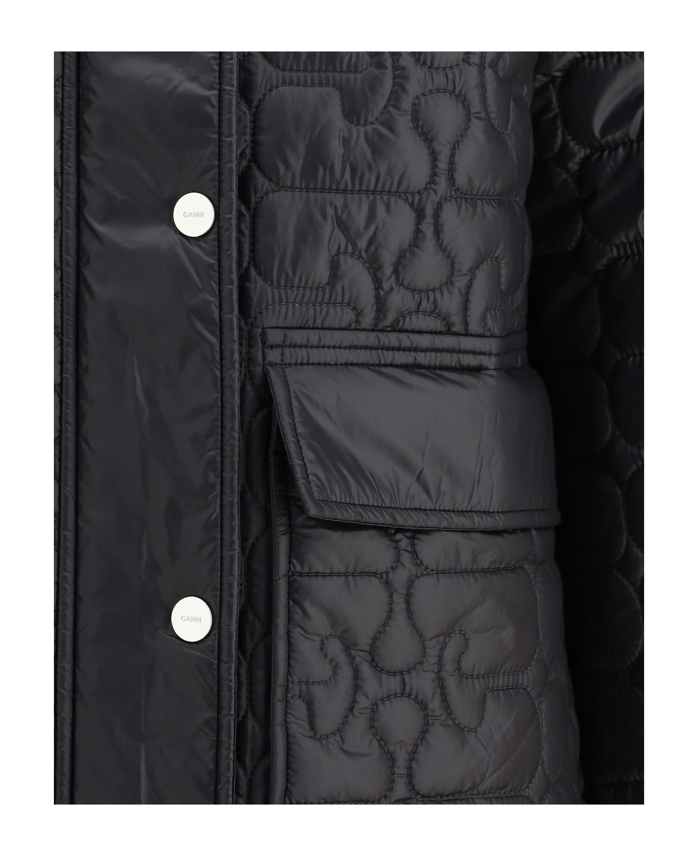Ganni Glossy Finish Down Jacket - PHANTOM