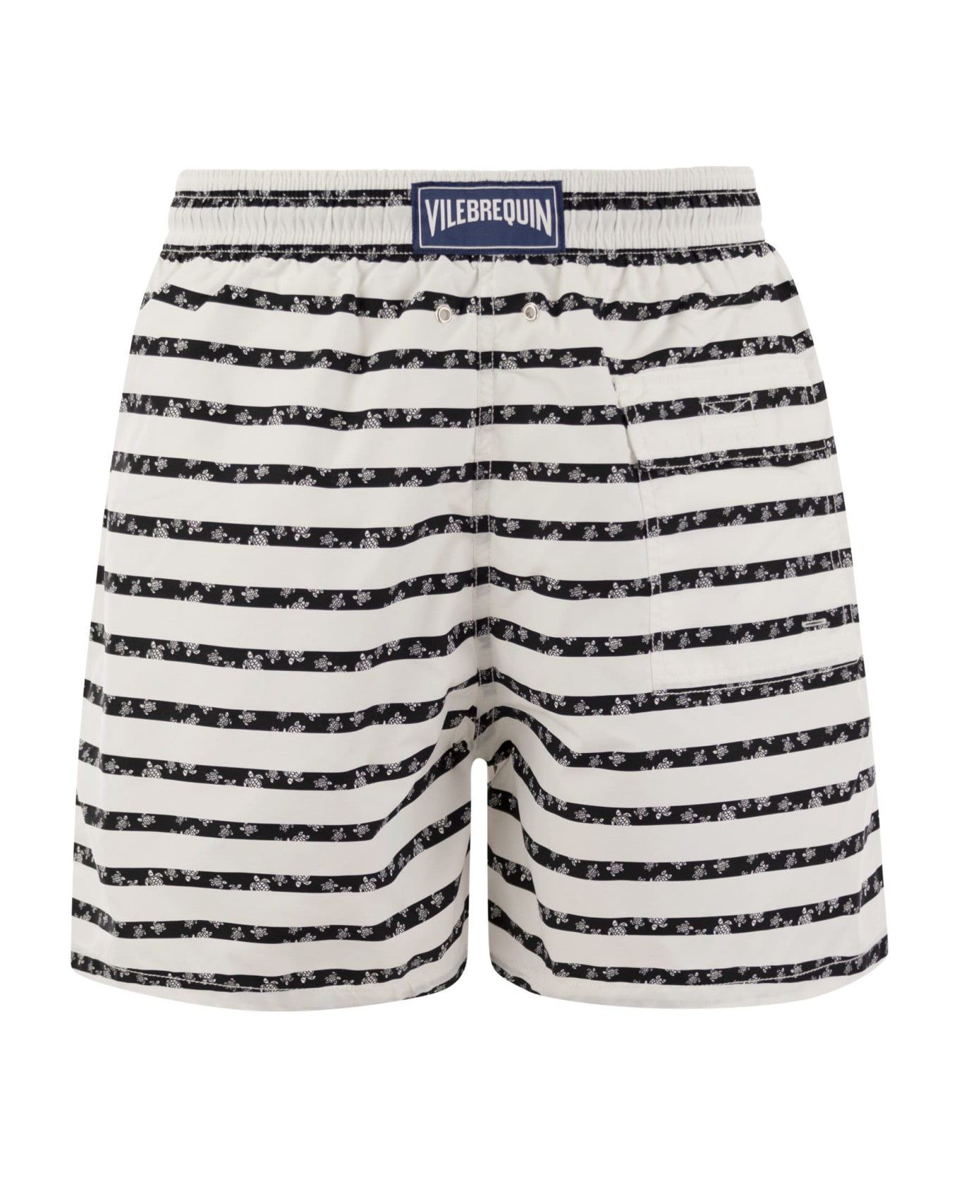 Vilebrequin Striped And Patterned Beach Shorts - White/blue