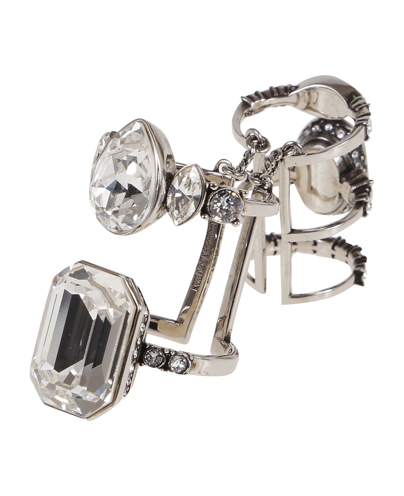 Alexander McQueen Stacked Crystal Ring - Ant Silver Sw