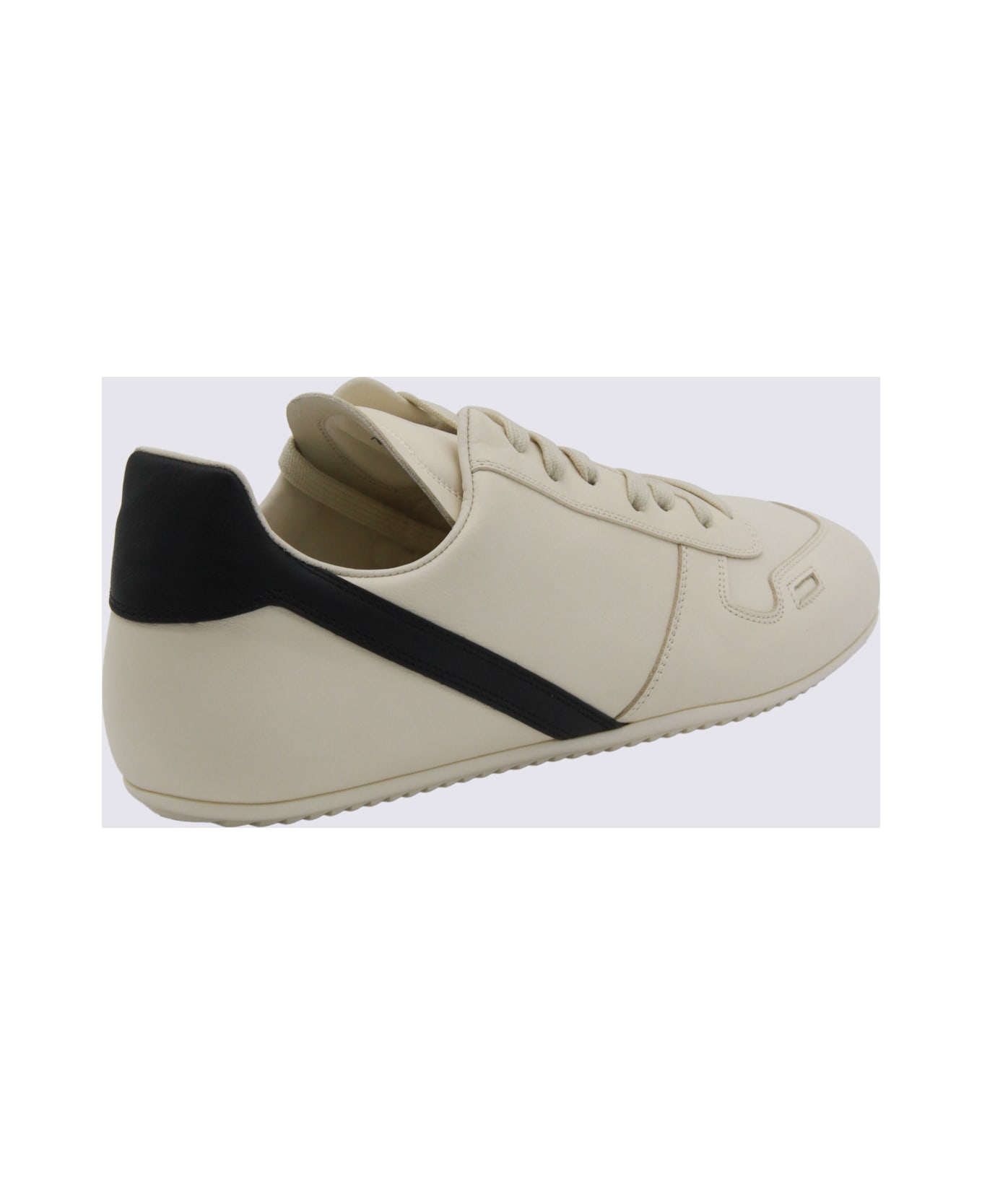 Rick Owens White Leather Minimal Sneakers - MILK-BLACK