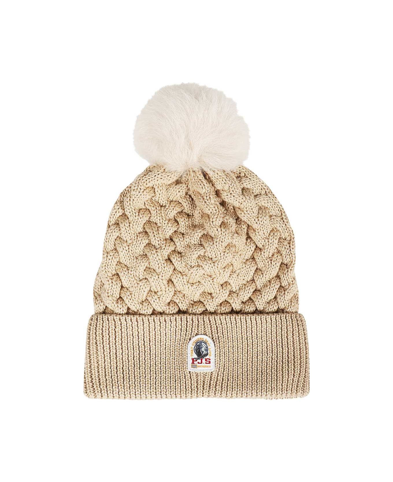 Parajumpers Knitted Beanie With Pom-pom - Camel