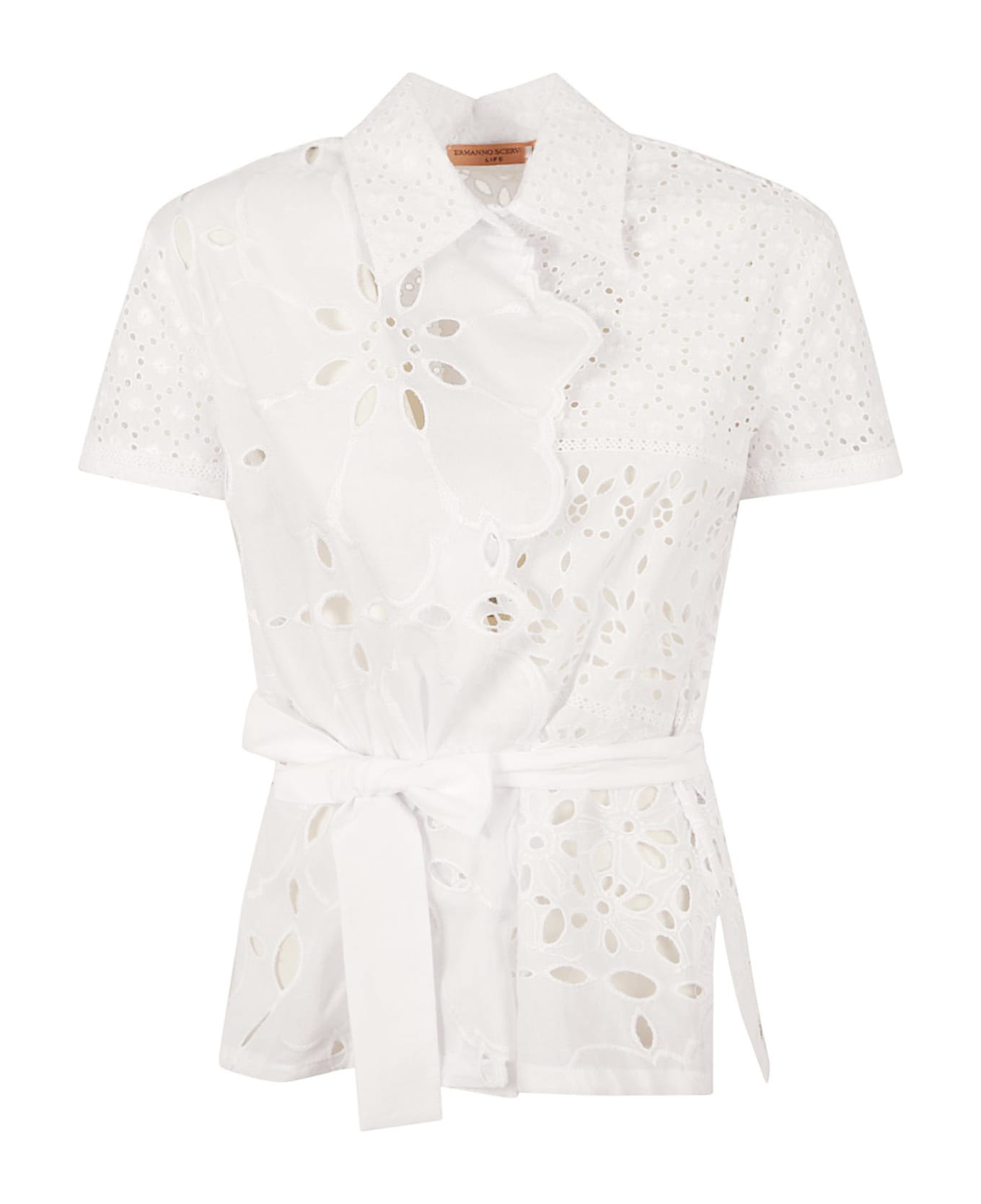Ermanno Scervino Tie-waist Perforated Shirt - Bright White シャツ
