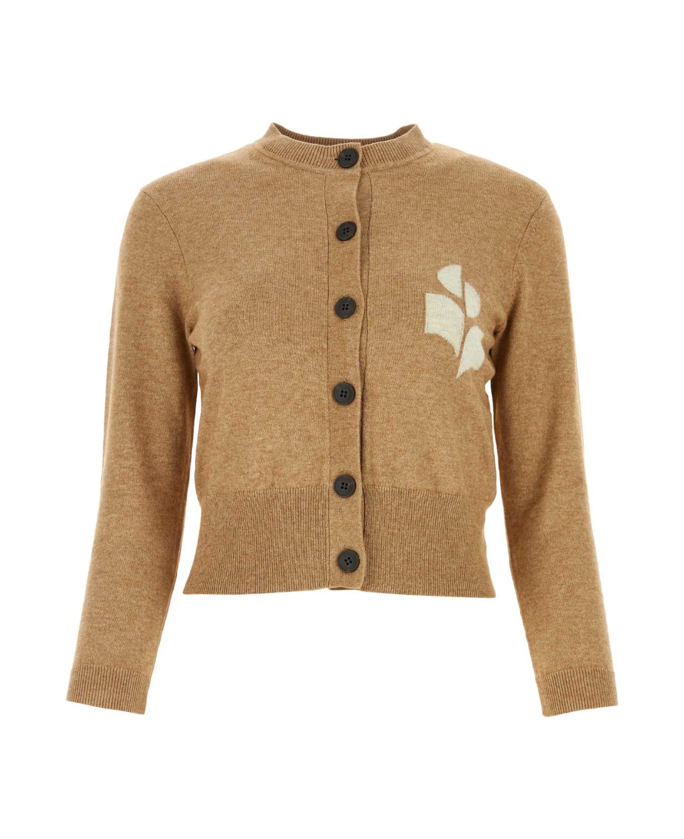 Marant Étoile Melangã¨ Biscuit Cotton Blend Newton Cardigan - CAMEL