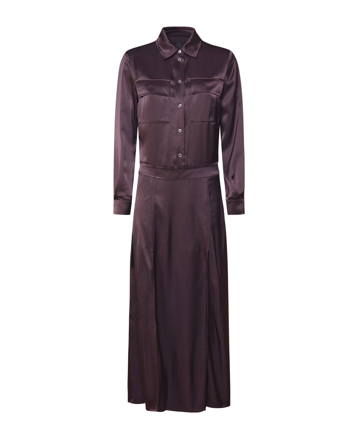 Pinko Aquilone Shirt Dress In Satin - Brown