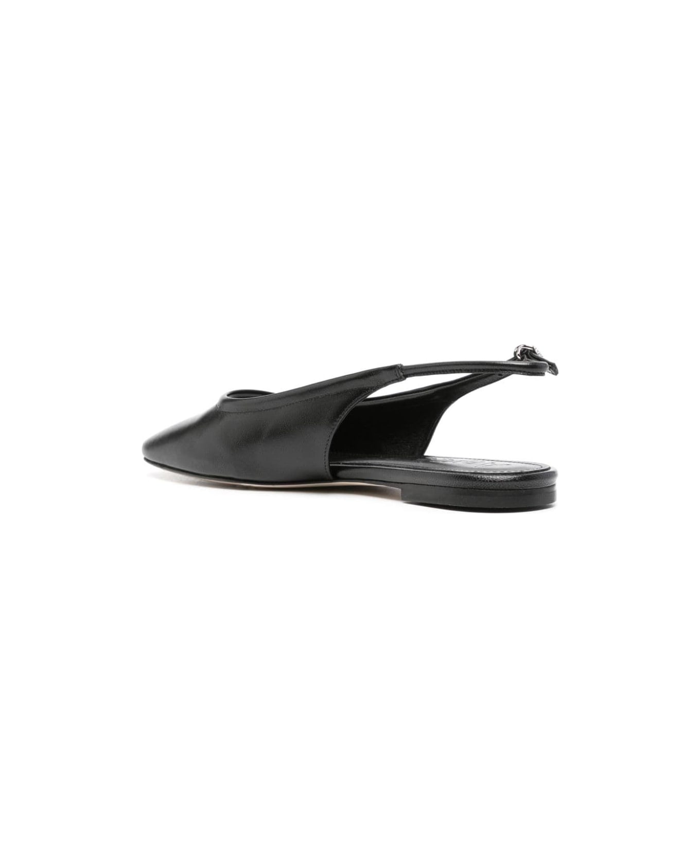 aeyde Dani Nappa Leather Black Flats - Black