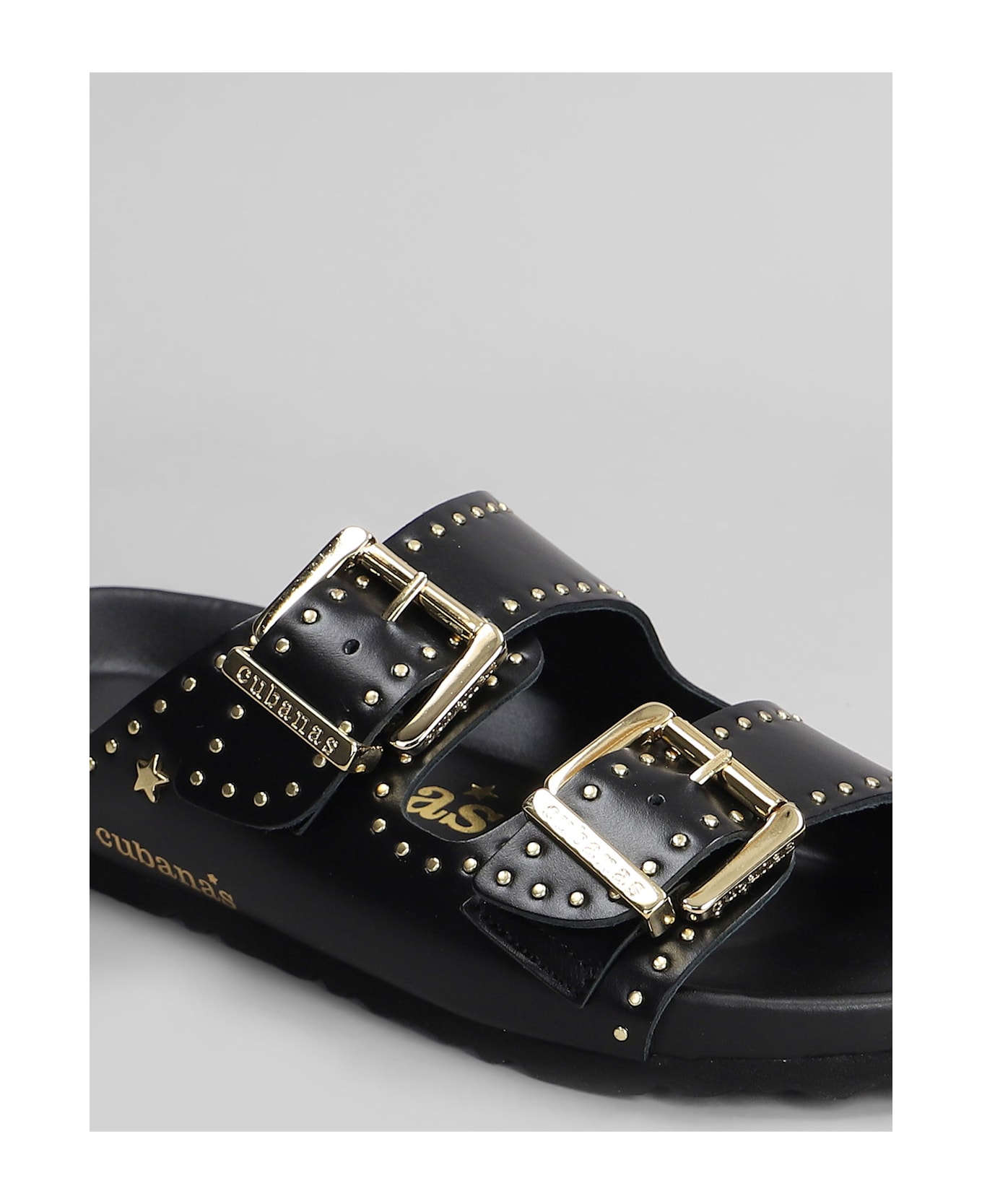Cubanas Amalia Flats In Black Leather - black