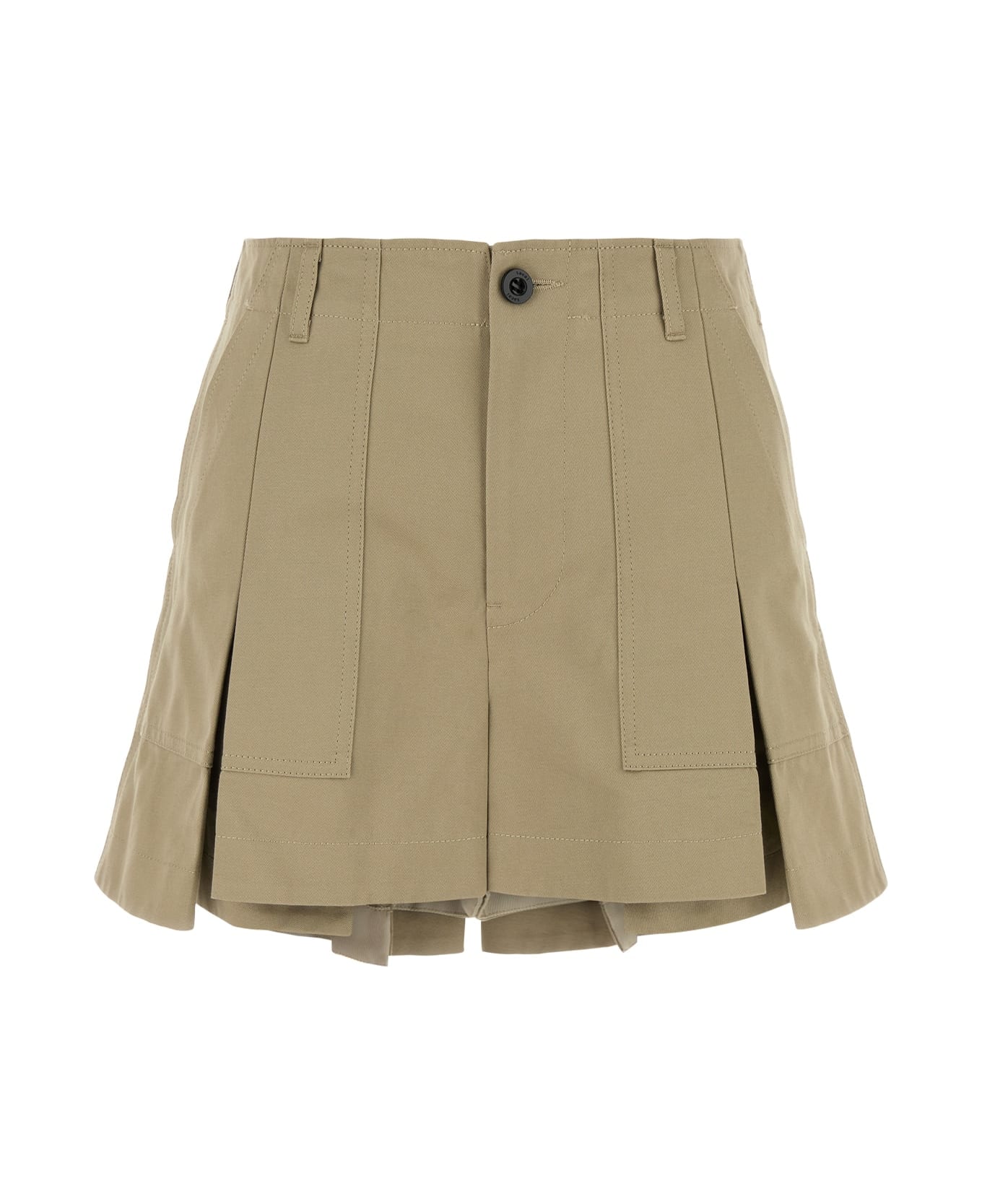 Sacai Khaki Cotton Shorts - BEIGE