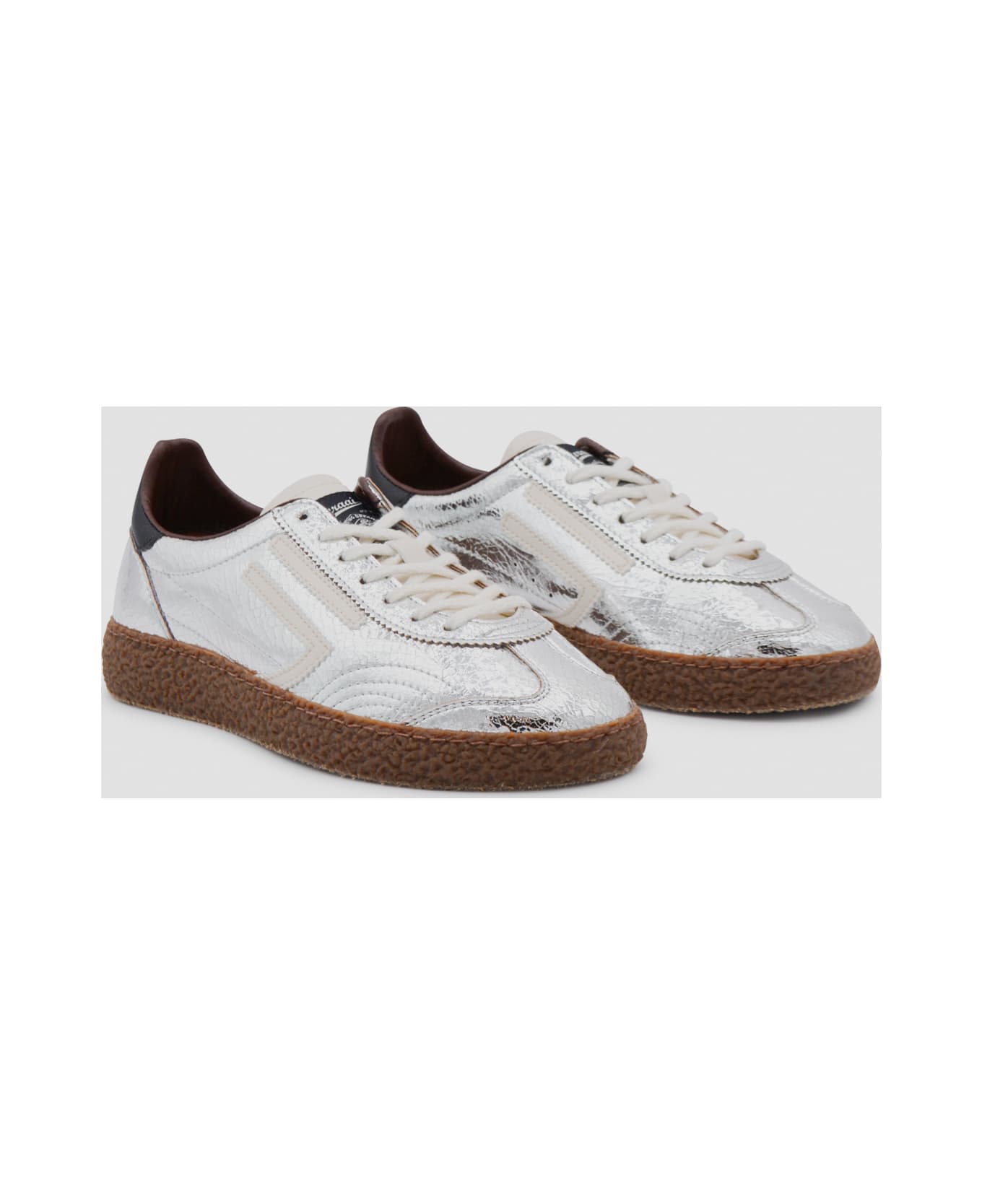 Puraai Silver Leather Sneakers - Silver